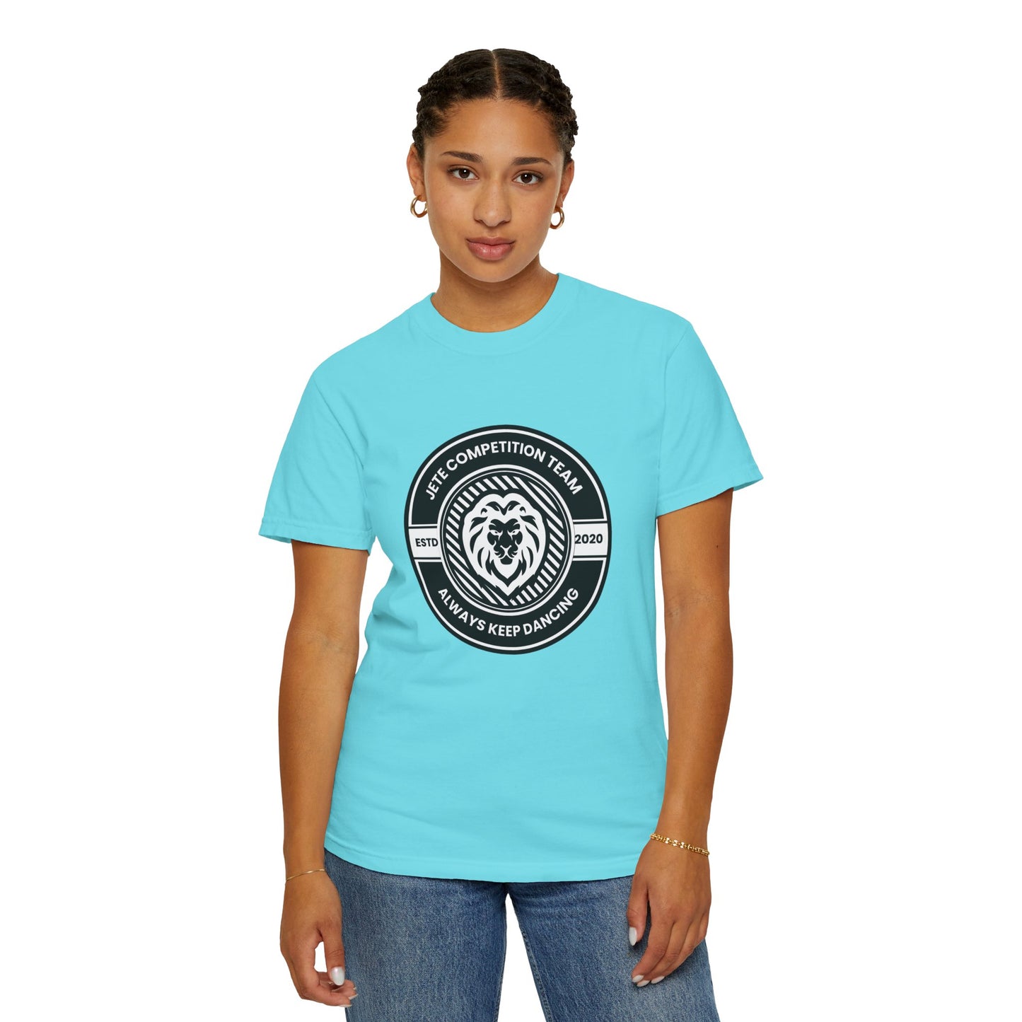 "Jeté Competition Team, Always Keep Dancing" Unisex Garment-Dyed T-Shirt – Collegiate-Style Dance Graphic Tee – Shirt for Dancers & Teams
