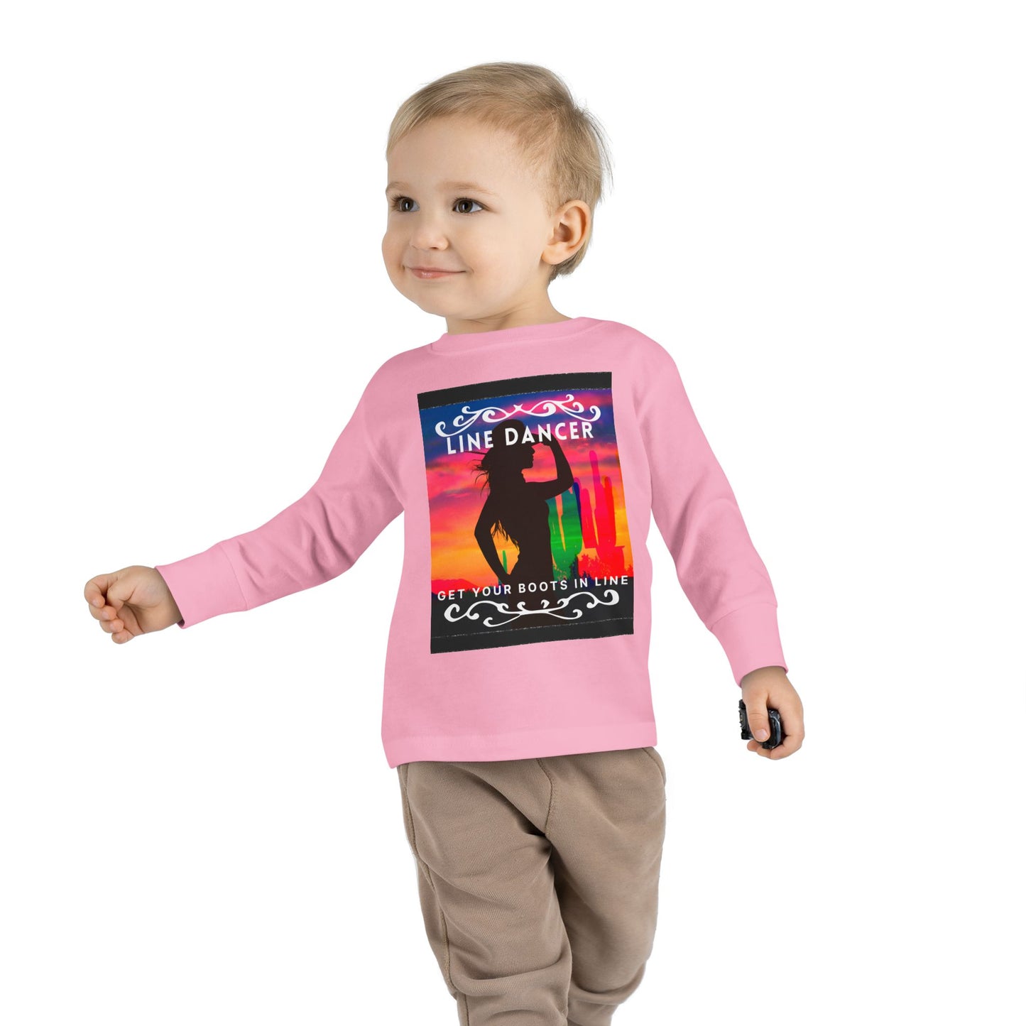 "Line Dancer – Get Your Boots in Line" Toddler Dance T-Shirt – Western-Inspired Long Sleeve Tee for Kids
