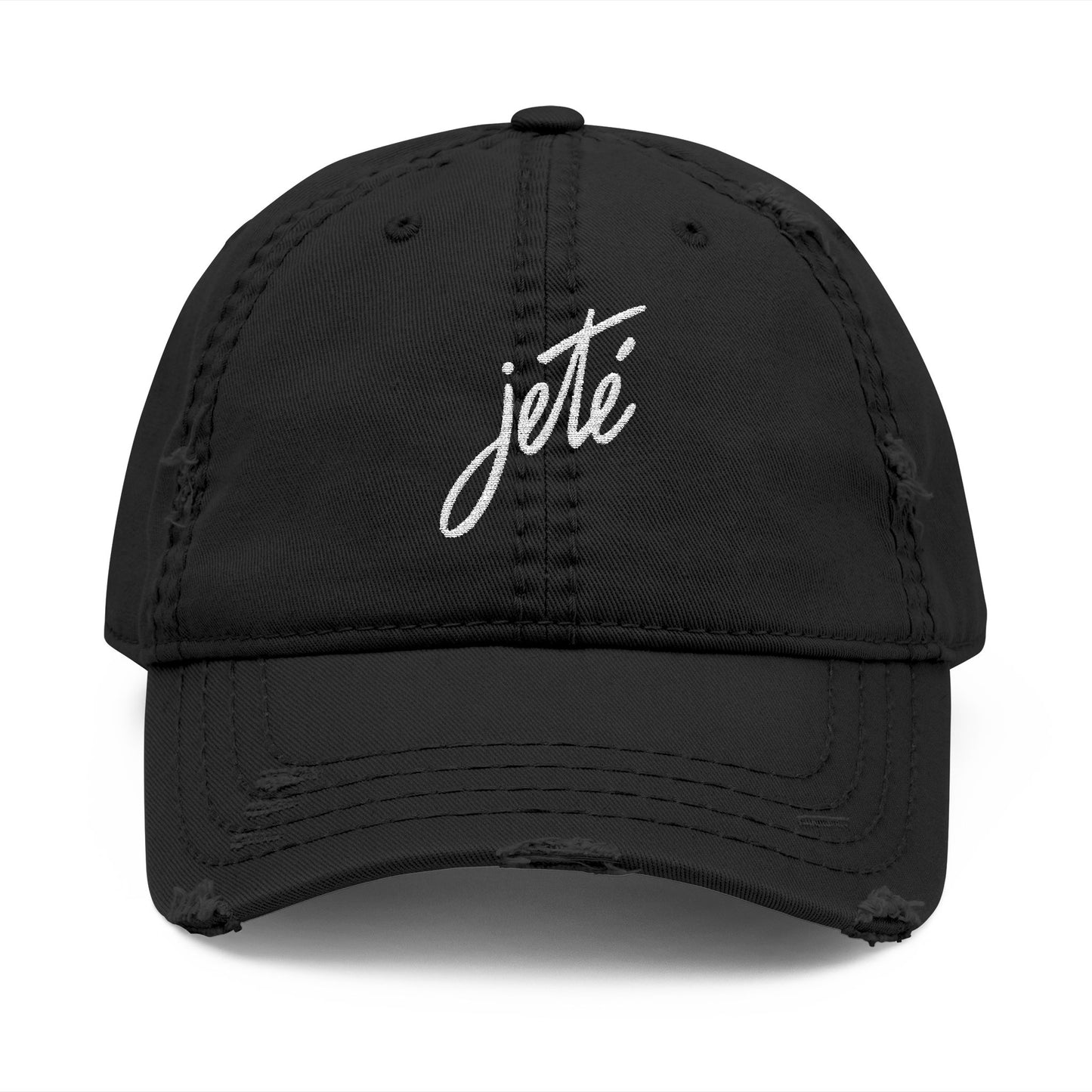 “Jeté” Embroidered Dance Logo - Unisex Distressed Baseball Cap – Vintage-Style Adjustable Hat for Dancers & Dance Lovers