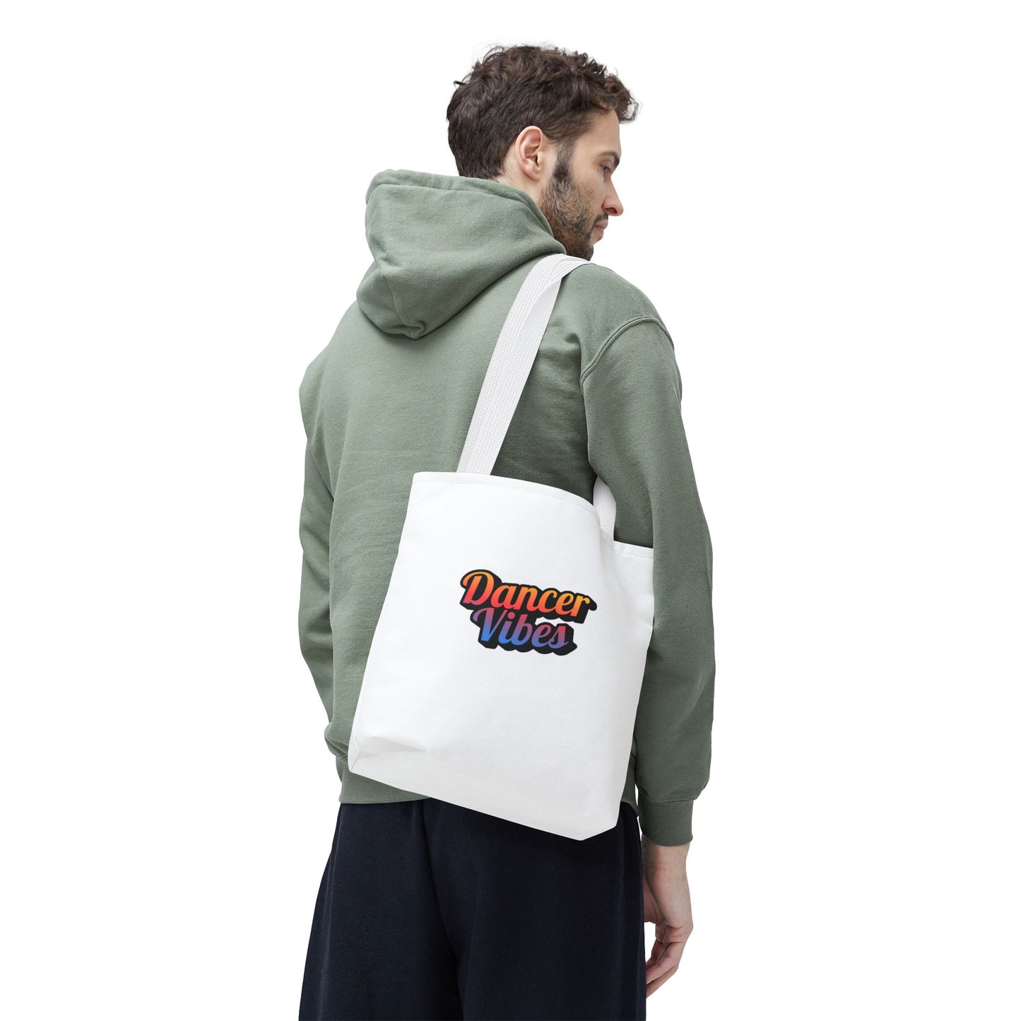 "Dancer Vibes" Canvas Tote Bag – Bold Dance-Themed Text Graphic Bag for Dancers, Students & Everyday Use
