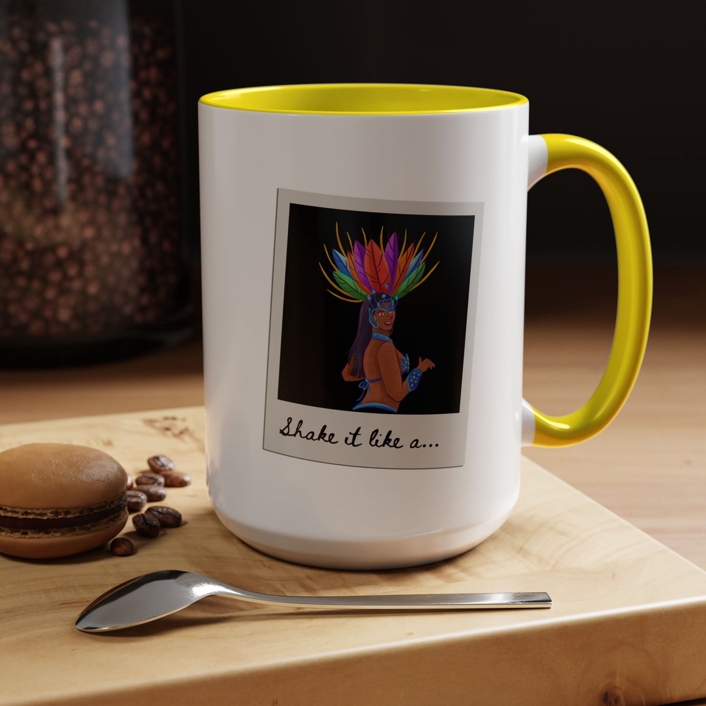 "Shake It Like a..." Accent Coffee Mug – Fun Dance Quote Ceramic Mug for Dancers and Music Lovers