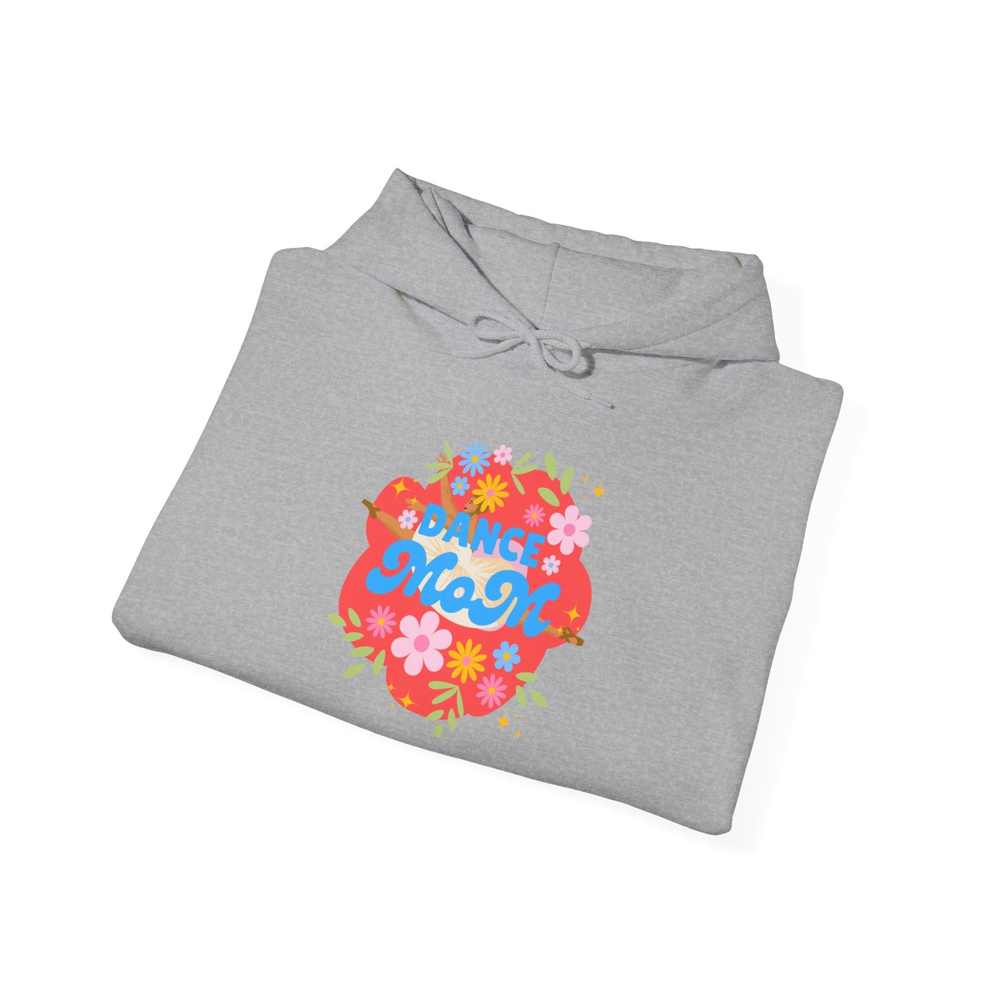 "Dance Mom" Superhero Hoodie – Floral Front Graphic & Fun Back Design | Unisex Hooded Sweatshirt for Proud Dance Parents