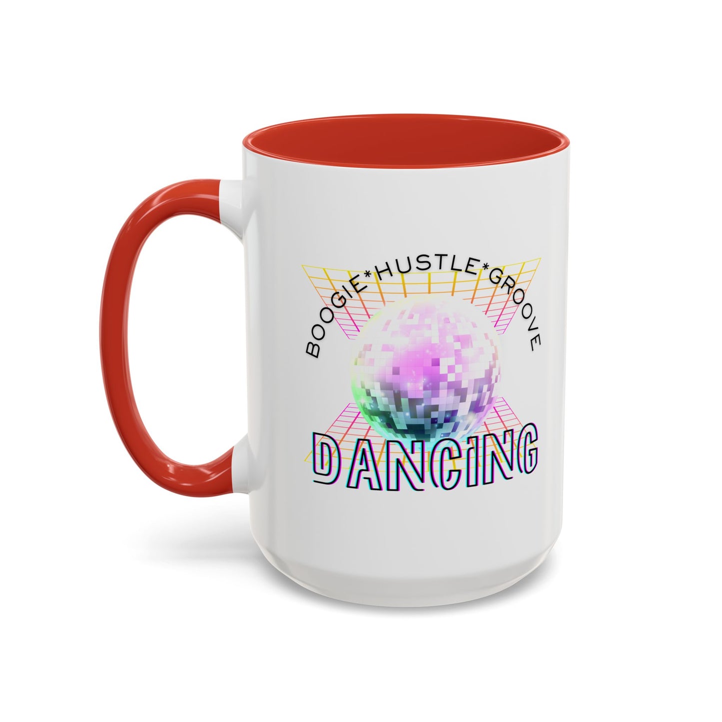 "Boogie, Hustle, Groove - Dancing" Disco Accent Coffee Mug – Fun Retro Dance Gift for Coffee Lovers