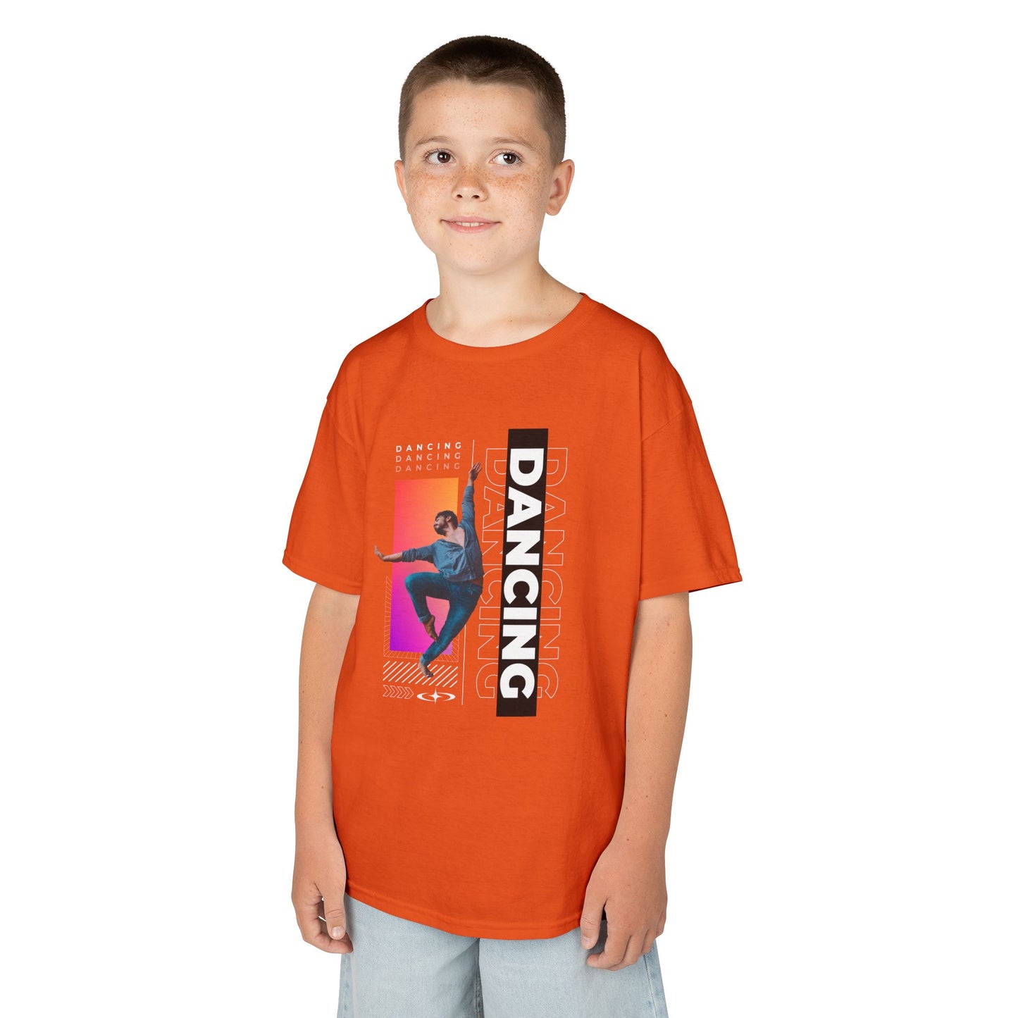 “Dancing” Youth Short Sleeve T-Shirt – Streetwear-Inspired Male Dancer Graphic – Trendy Kids Dance Apparel Tee