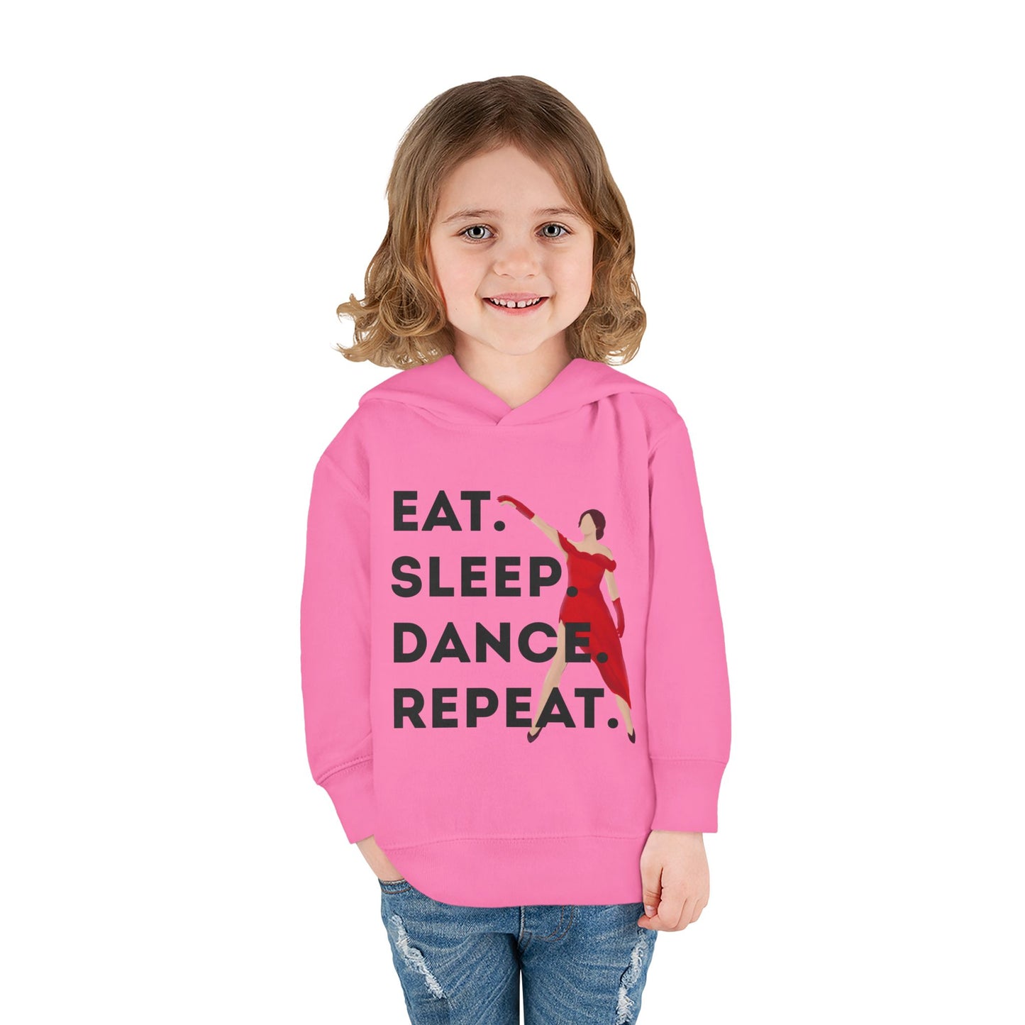 "Eat Sleep Dance Repeat" Toddler Dance Hoodie – Bold Dancer Graphic Fleece Pullover for Kids