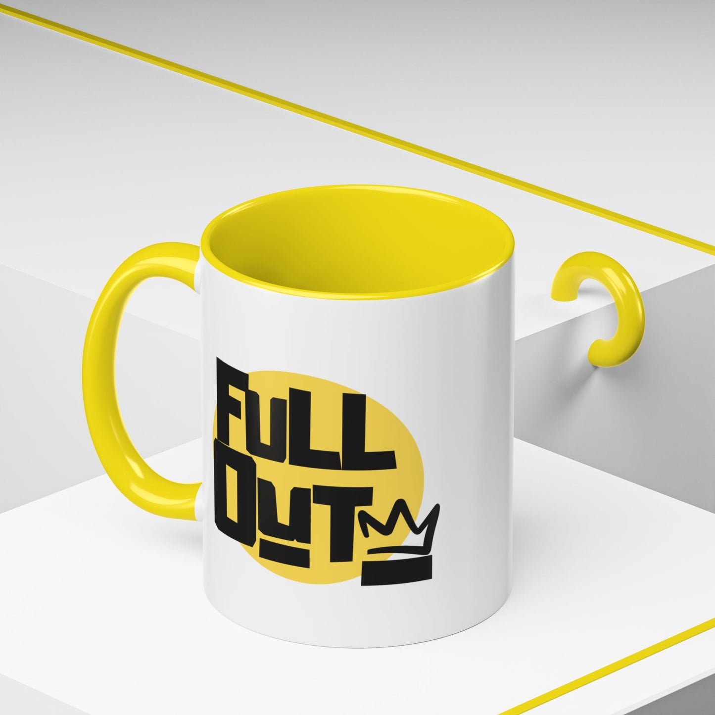 "Full Out" Accent Coffee Mug – Streetwear Dance Mug with Crown Graphic for Dancers