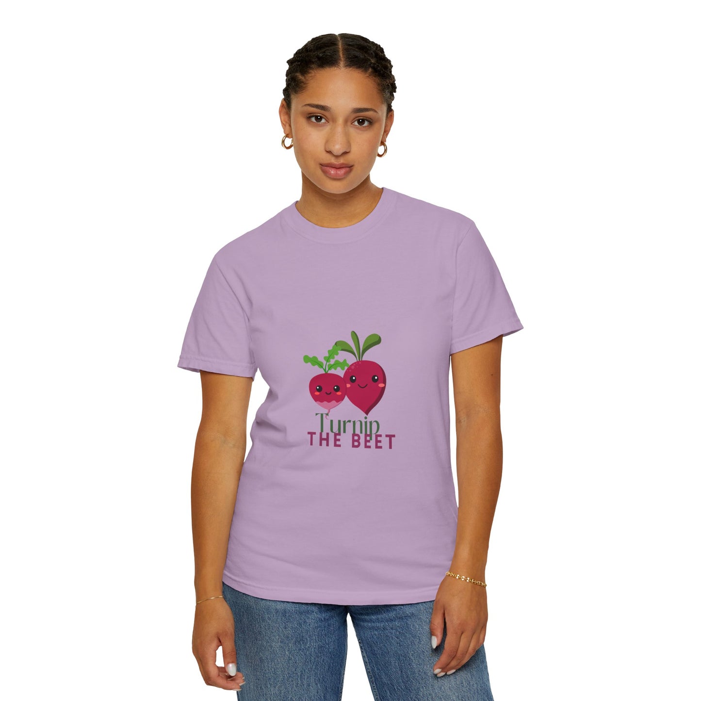 "Turnip the Beet" Unisex Garment-Dyed T-Shirt – Cute Veggie Dance Pun Graphic Tee – Funny Foodie Shirt for Dancers & Music Lovers
