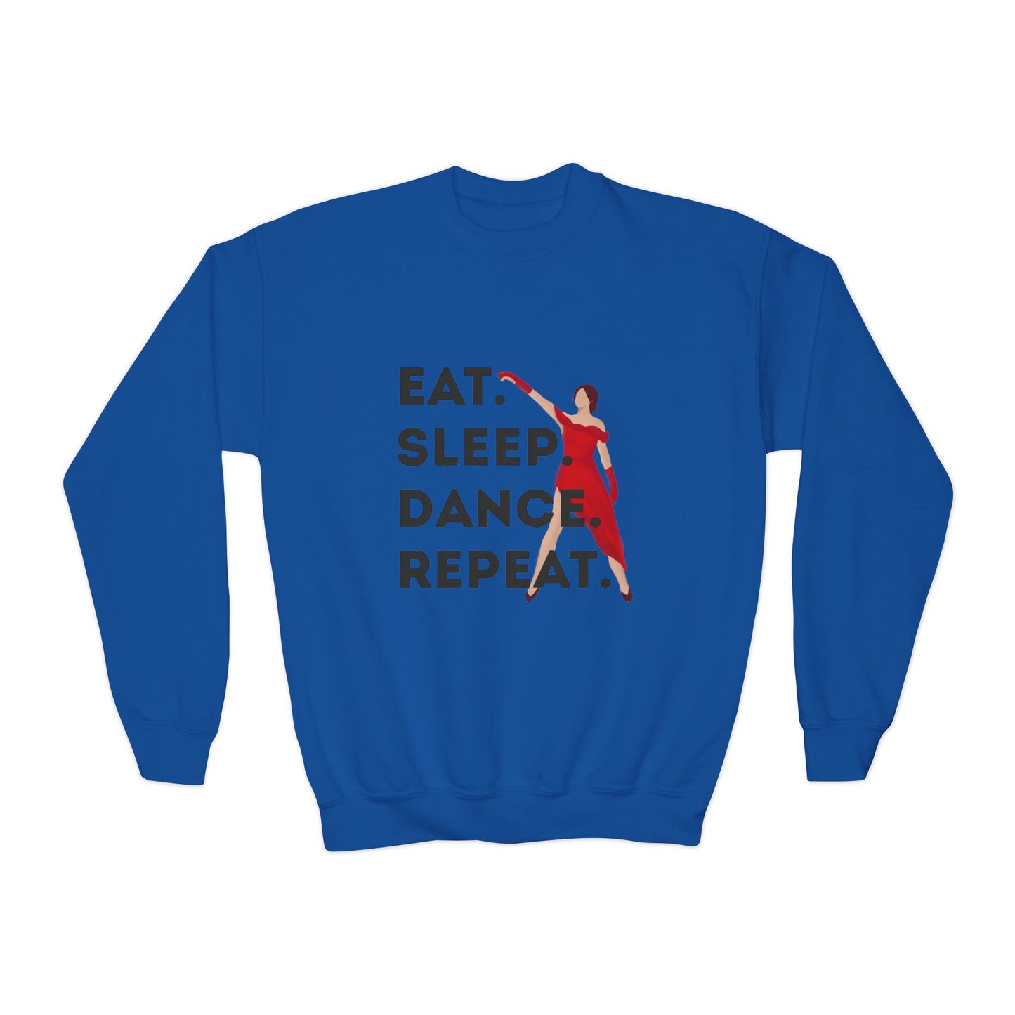 "Eat Sleep Dance Repeat" – Bold Dancer Graphic Youth Crewneck Sweatshirt | Kids Dance Life Pullover