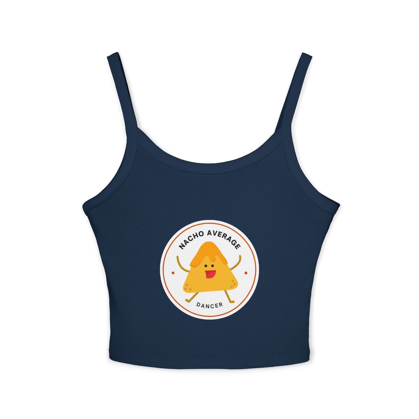 "Nacho Average Dancer" Women’s Spaghetti Strap Tank Top – Cute Nacho Dance Graphic | Funny Pun Apparel for Dancers & Food Lovers