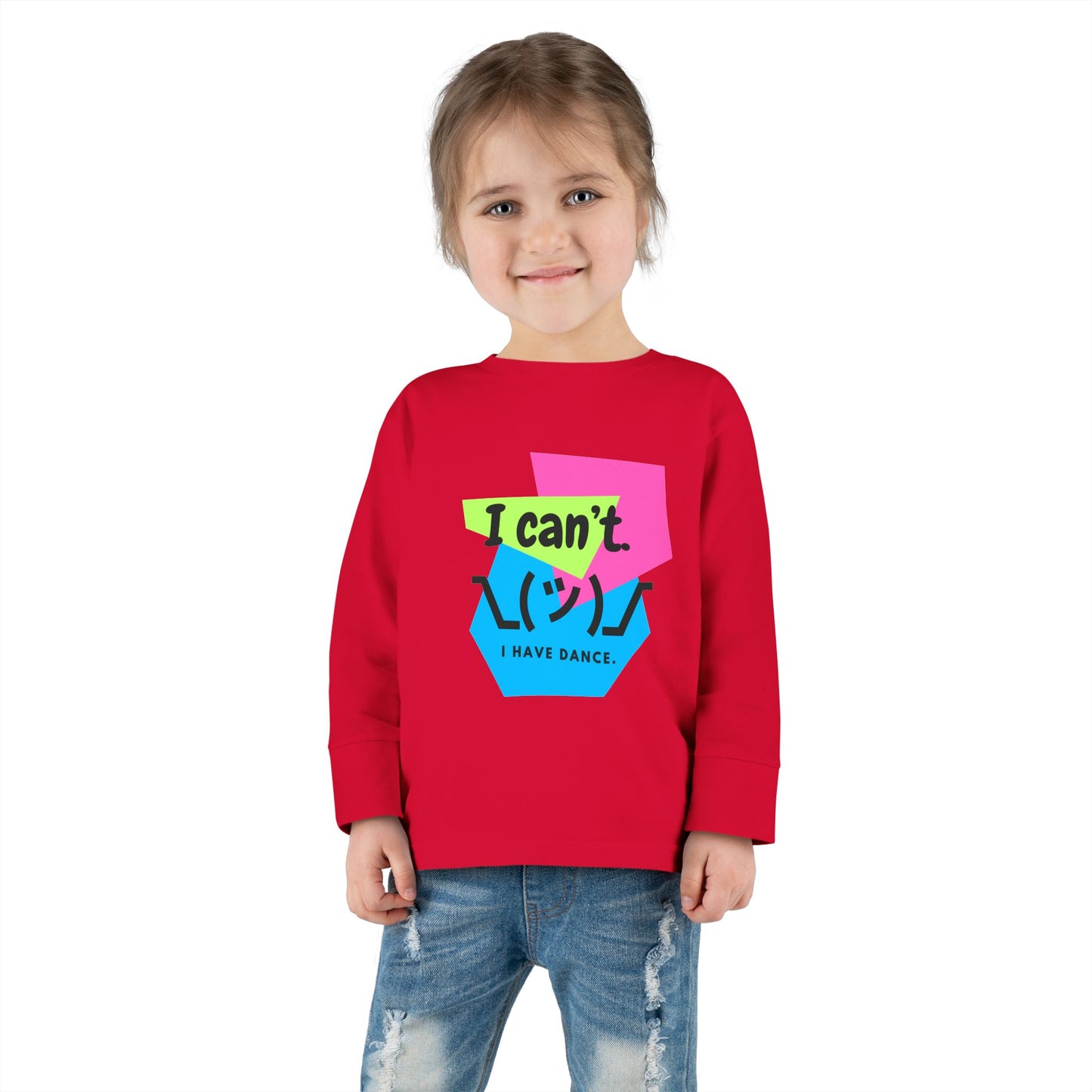 "I Can’t. I Have Dance." Toddler Long Sleeve Dance T-Shirt – 80s Retro Emoji Graphic Shirt for Kids