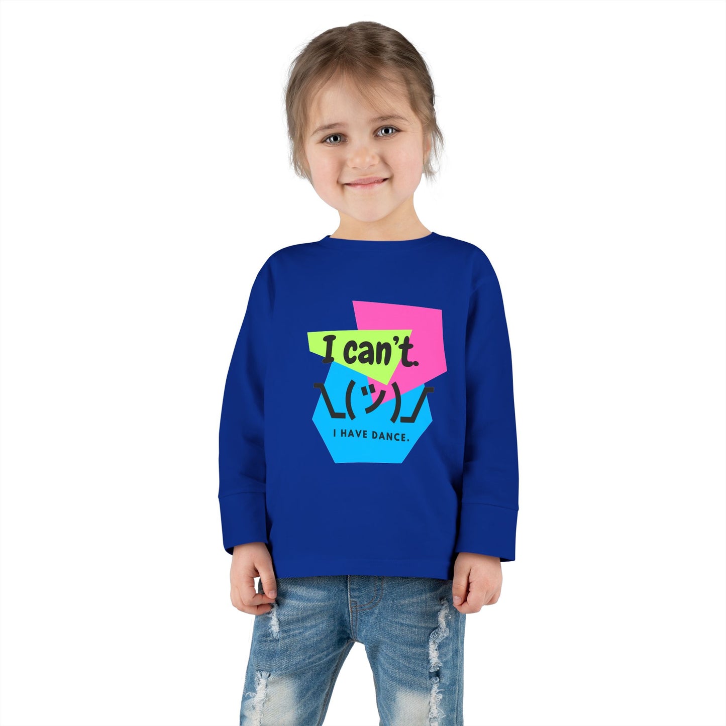 "I Can’t. I Have Dance." Toddler Long Sleeve Dance T-Shirt – 80s Retro Emoji Graphic Shirt for Kids