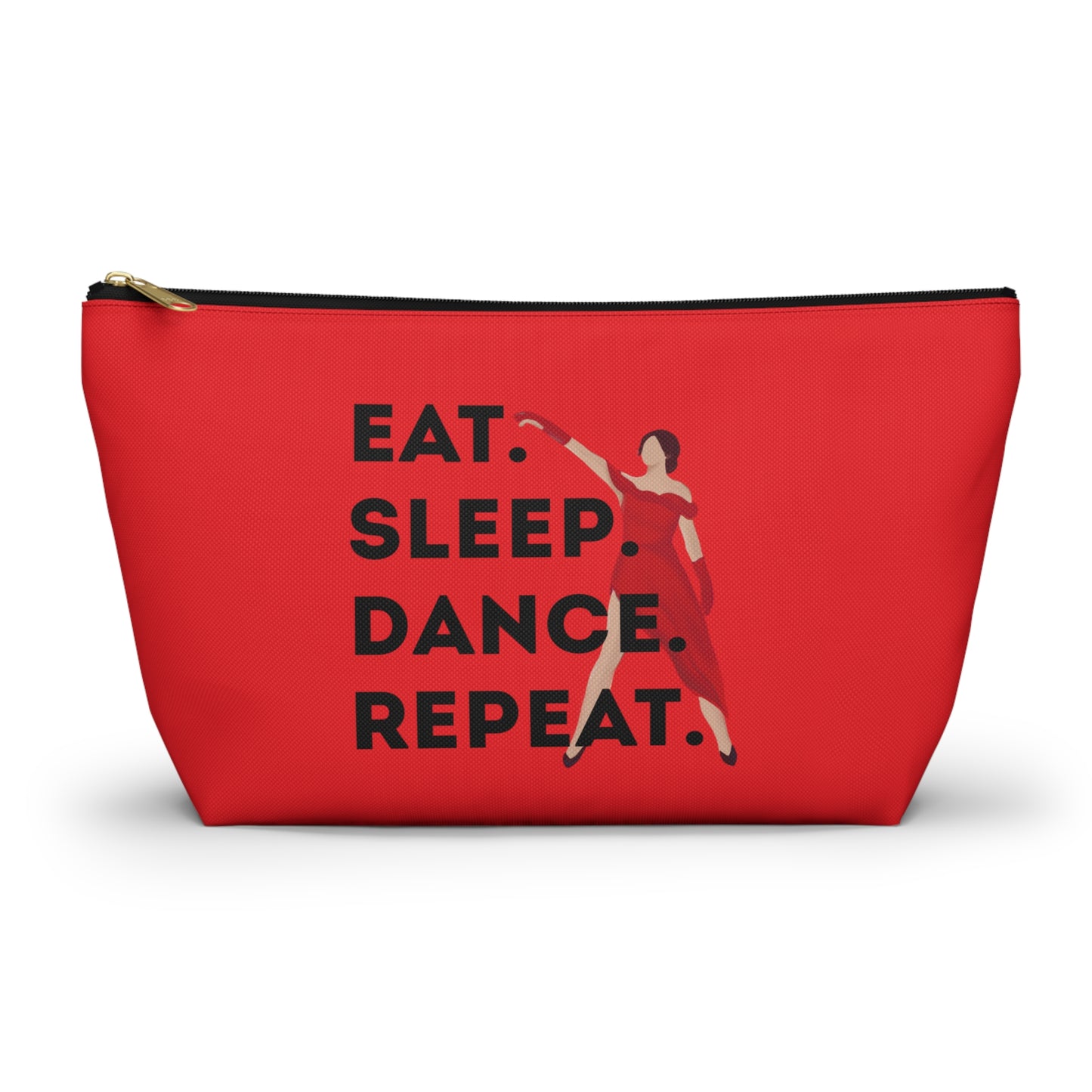 “Eat Sleep Dance Repeat” Makeup Bag – Bold Dancer Graphic – Dance-Themed Zipper Pouch for Cosmetics, Accessories & Travel Essentials
