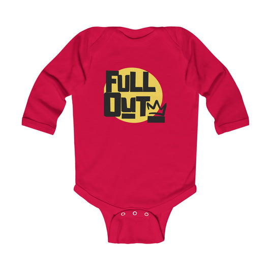 "Full Out" Infant Long Sleeve Bodysuit – Bold Streetwear Dance Graphic Baby Outfit for Future Performers