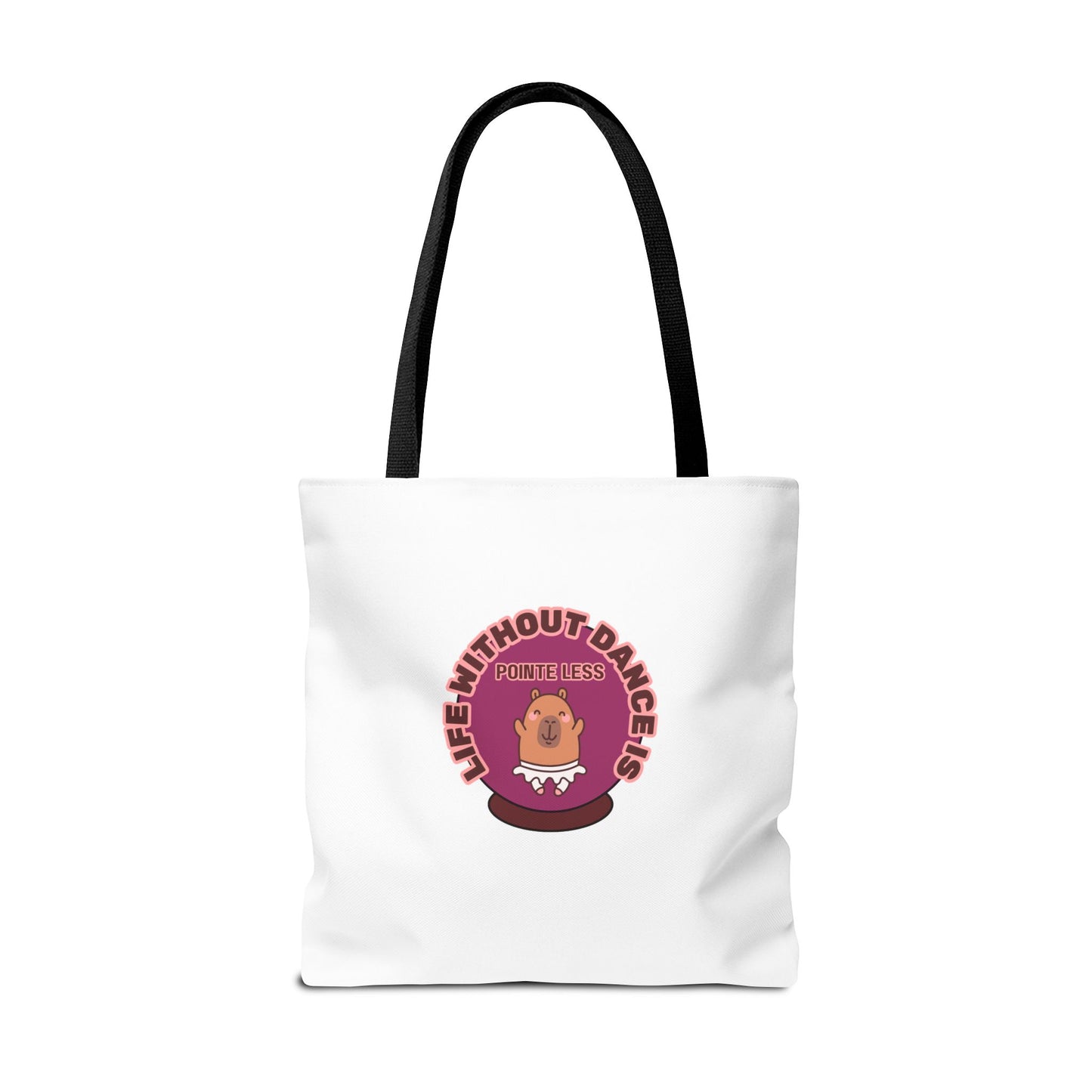 "Life Without Dance Is Pointeless" Capybara Canvas Tote Bag – Funny Dance Pun Tote for Dancers & Animal Lovers