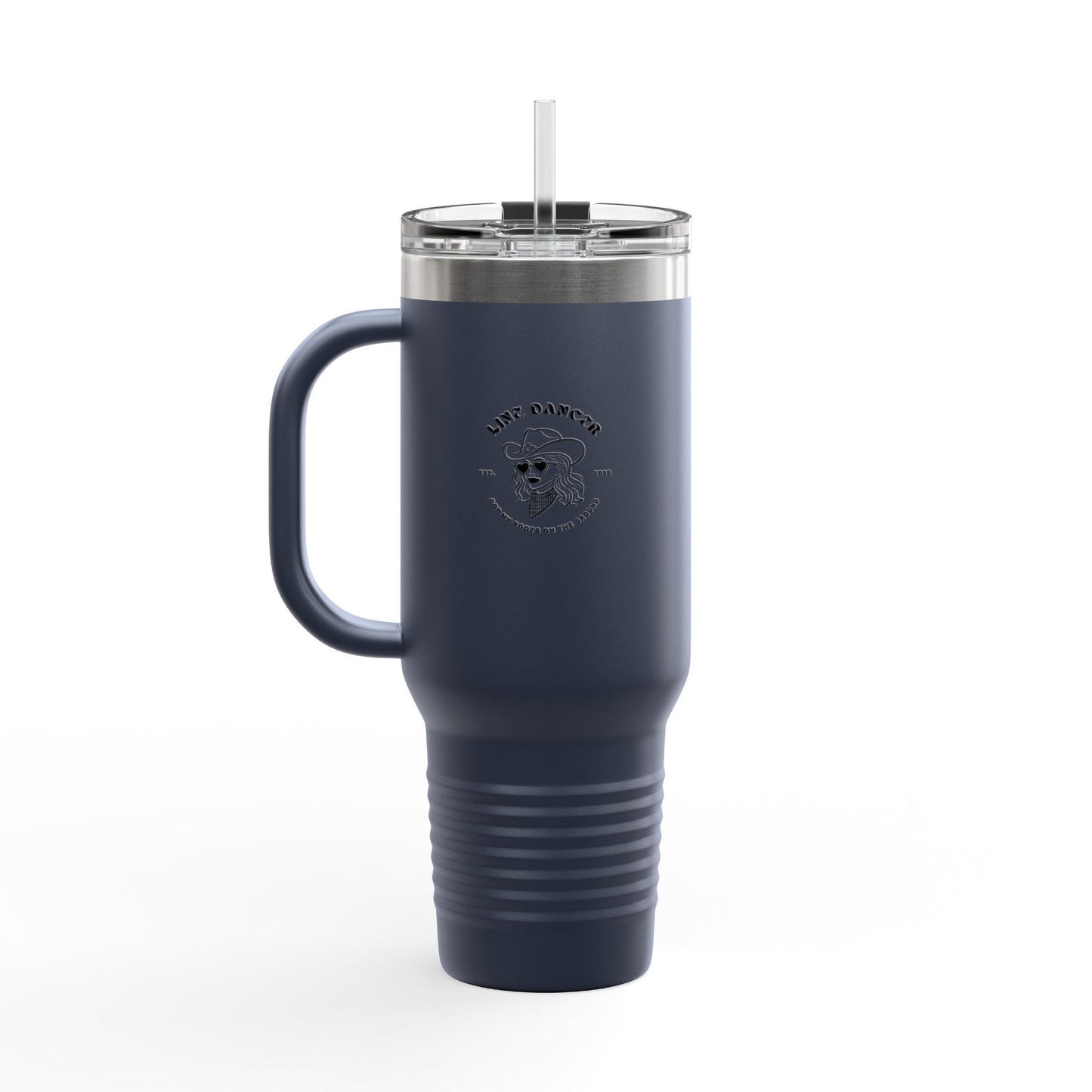"Line Dancer, Get Your Boots In Line" 40oz Insulated Travel Mug – Cowgirl Dance-Themed Tumbler for Country Western Lovers