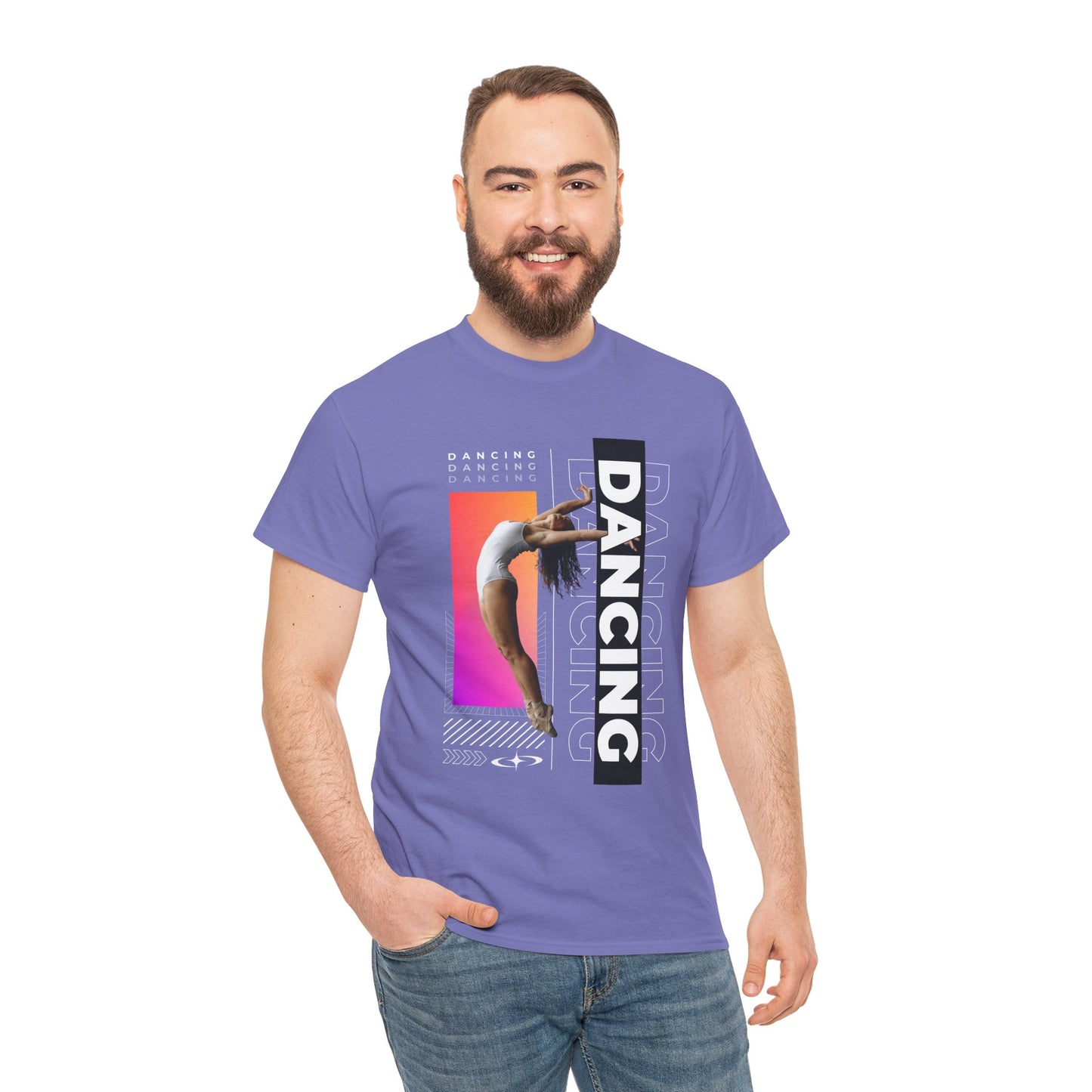 “Dancing” Streetwear-Inspired Female Dancer Unisex Heavy Cotton Tee – Urban Dance Graphic T-Shirt for Performers and Dance Lovers