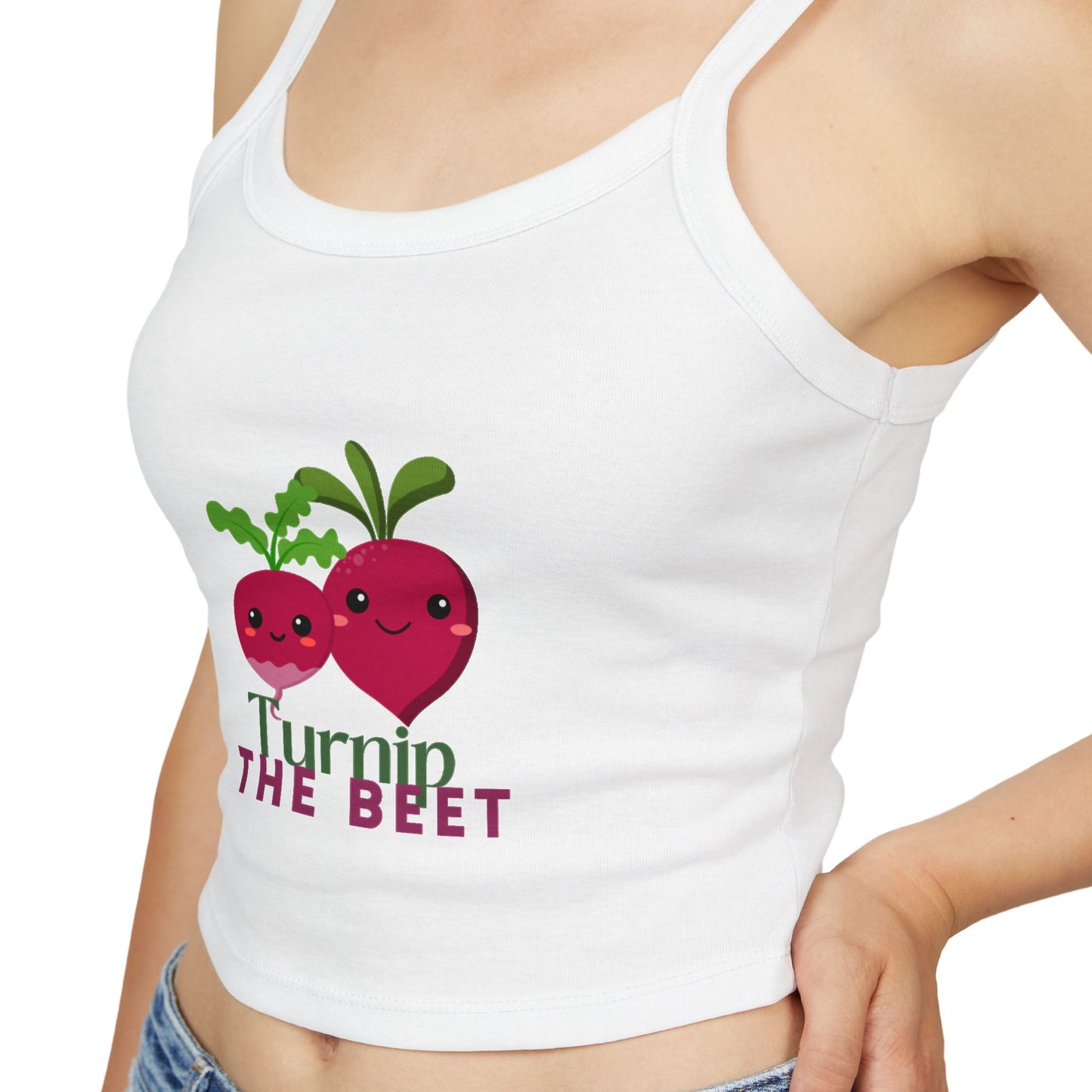 "Turnip the Beet" Women’s Spaghetti Strap Tank Top – Cute Veggie Dance Graphic | Funny Dance Pun Shirt for Dancers & Music Lovers