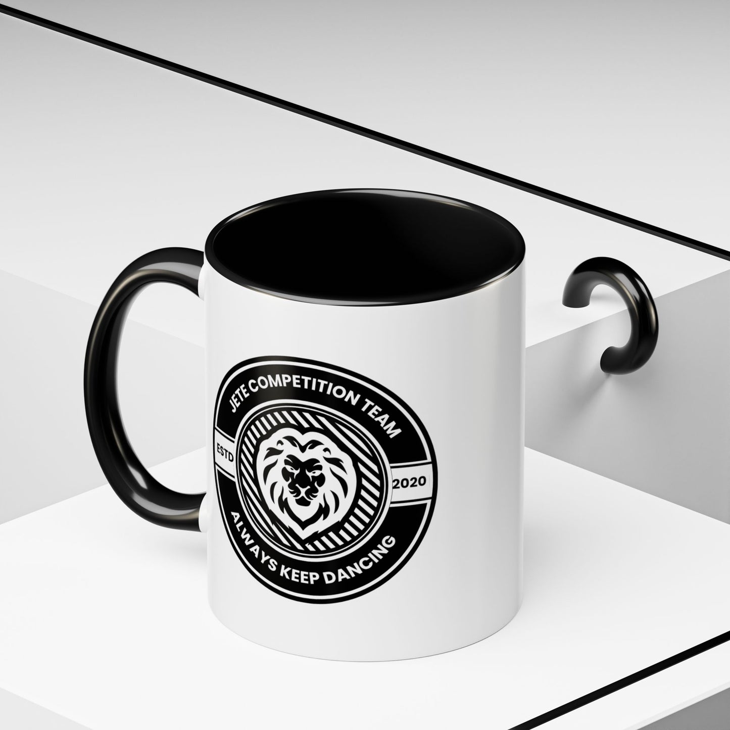 "Jeté Competition Team – Always Keep Dancing" Accent Coffee Mug – Collegiate Style Ceramic Mug for Dancers and Studio Teams