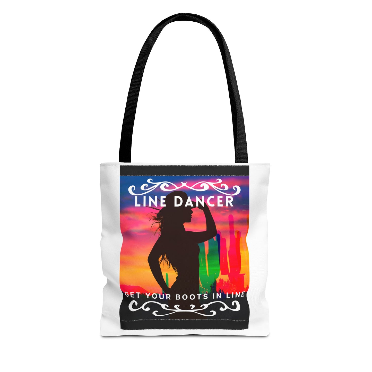 "Line Dancer, Boots on the Ground” Canvas Tote Bag – Cowgirl Graphic | Western Dance Bag for Country Lovers & Line Dancing Fans