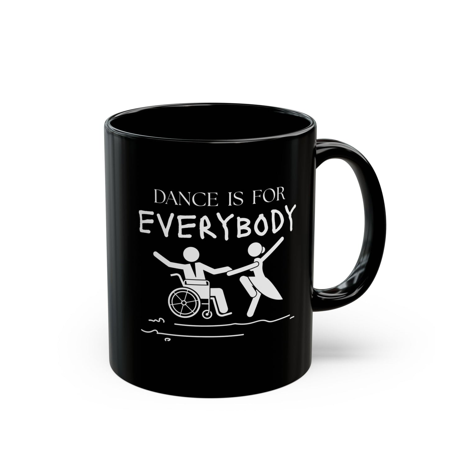 "Dance Is for Everybody" Accent Coffee Mug – Inclusive Dance-Themed Mug for Dancers, Teachers, and Ballet Lovers