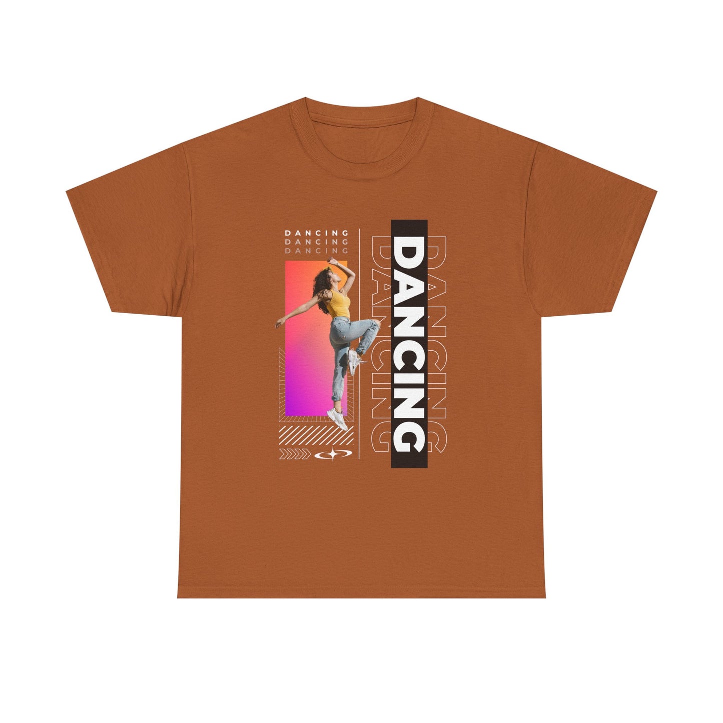 “Dancing” Streetwear-Inspired Female Dancer Unisex Heavy Cotton Tee – Urban Dance Graphic T-Shirt for Performers and Dance Lovers