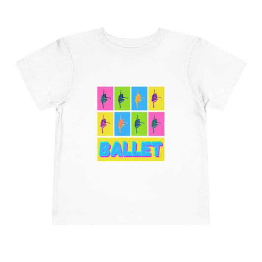 “Ballet" Toddler Short Sleeve T-Shirt – Pop Art Inspired Dance Graphic Tee for Kids