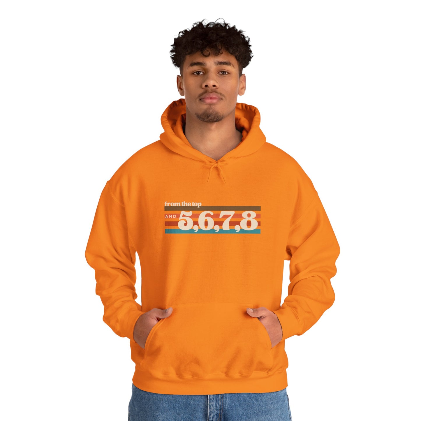 "From the Top and 5, 6, 7, 8" Unisex Hooded Sweatshirt – Retro Dance Rehearsal Hoodie for Dancers & Choreographers