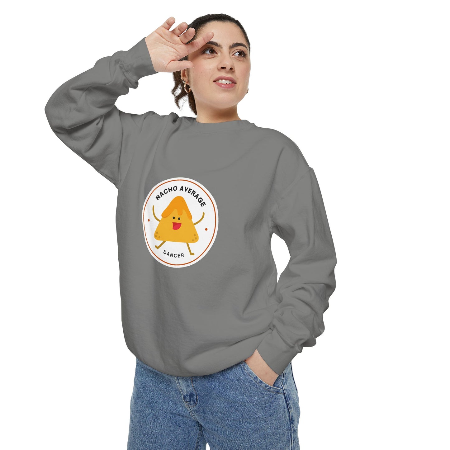 "Nacho Average Dancer" Unisex Lightweight Crewneck Sweatshirt – Cute Dance Pun Pullover with Fun Nacho Graphic for Dancers & Foodie Fans