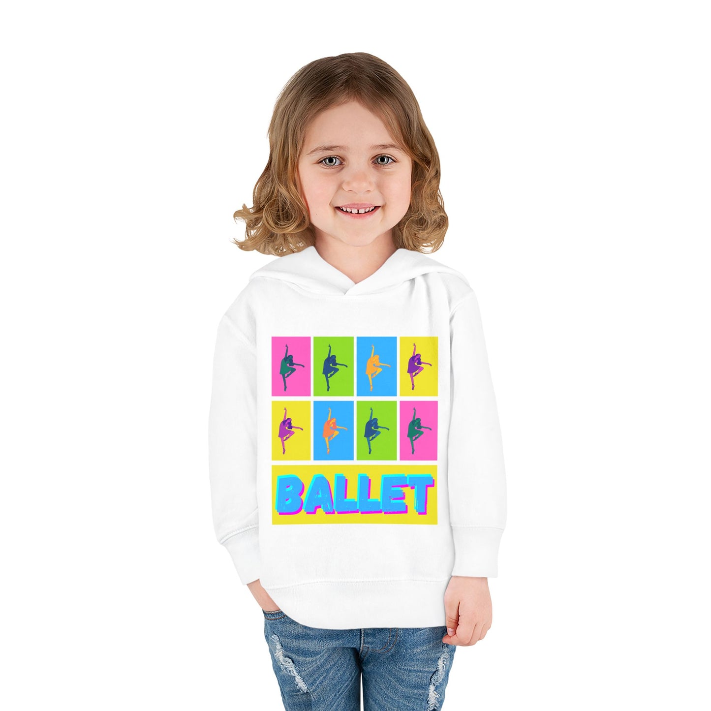 “Ballet" Toddler Pullover Hoodie – Pop Art Inspired Dance Graphic Sweatshirt with Ballet Dancer Design for Kids