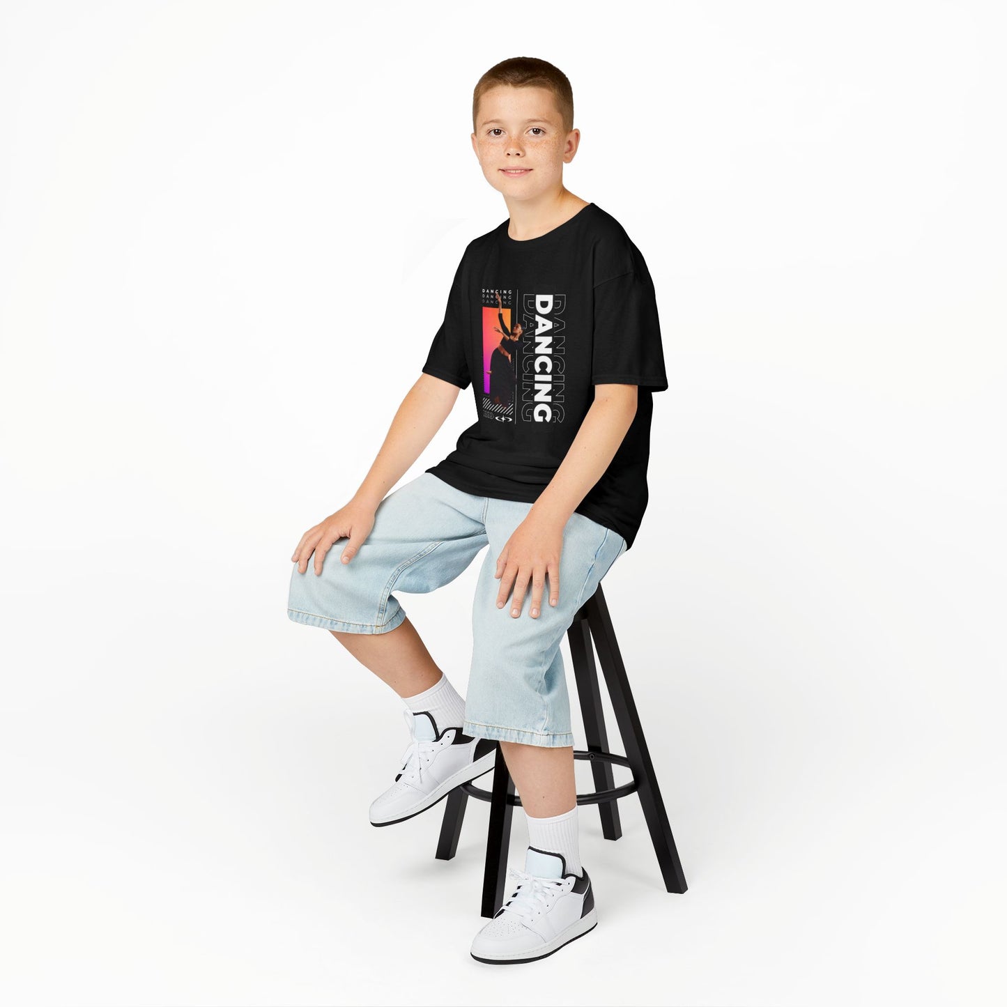 “Dancing” Youth Short Sleeve T-Shirt – Streetwear-Inspired Female Dancer Design – Trendy Kids Dance Graphic Tee