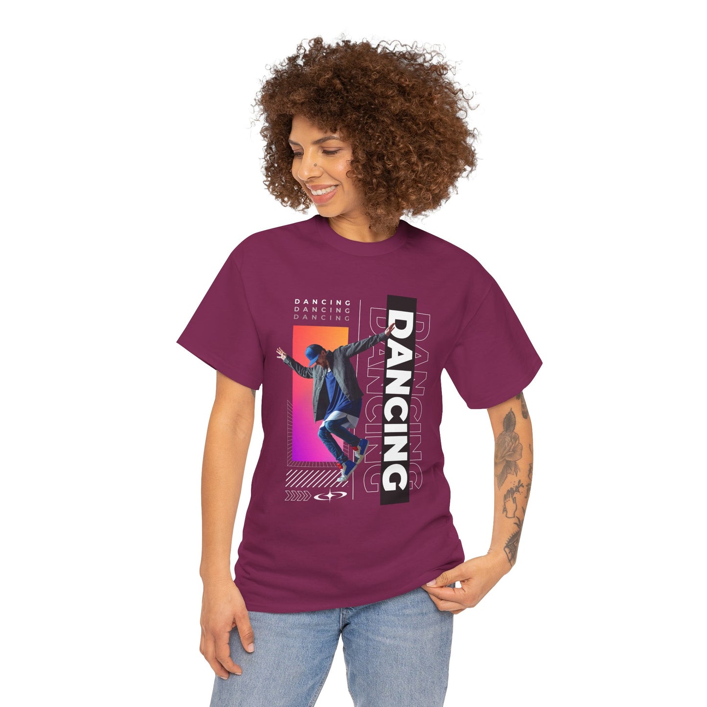 “Dancing” Streetwear-Inspired Male Dancer Unisex Heavy Cotton Tee – Urban Dance Graphic T-Shirt for Performers and Dance Lovers