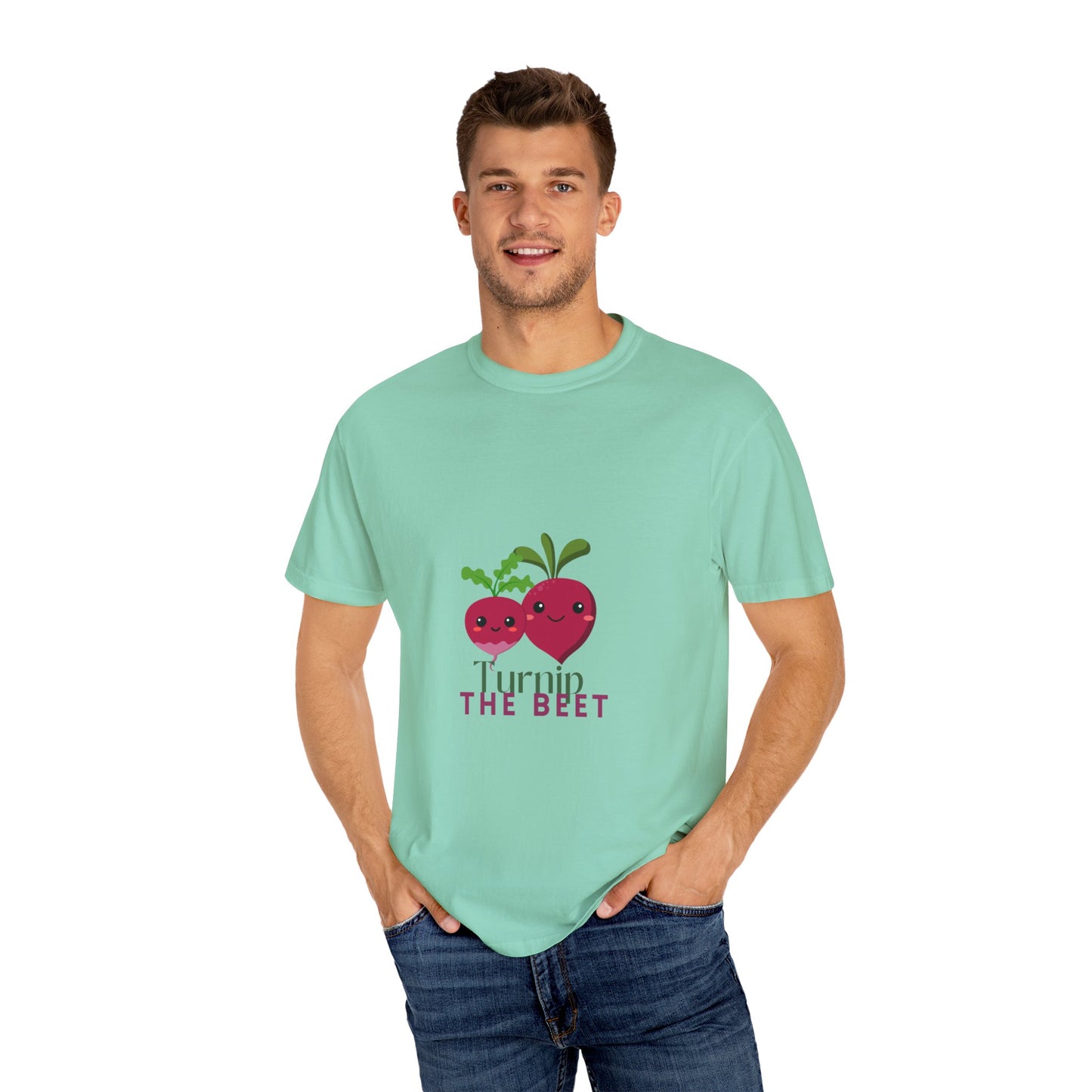"Turnip the Beet" Unisex Garment-Dyed T-Shirt – Cute Veggie Dance Pun Graphic Tee – Funny Foodie Shirt for Dancers & Music Lovers