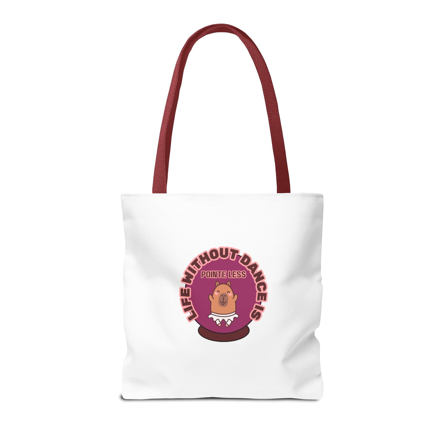 "Life Without Dance Is Pointeless" Capybara Canvas Tote Bag – Funny Dance Pun Tote for Dancers & Animal Lovers