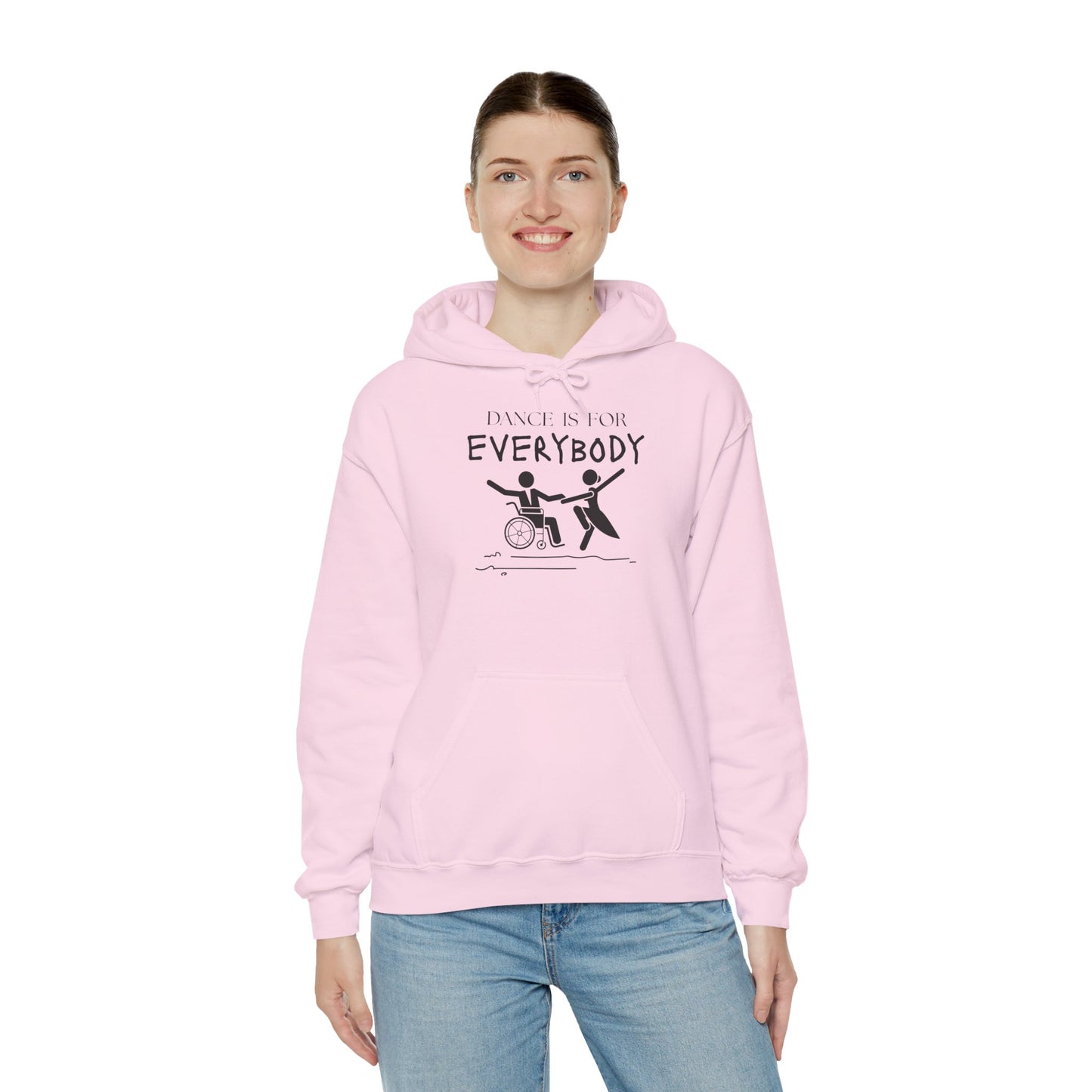 "Dance Is for Everybody" Unisex Hoodie – Inclusive Dance-Themed Hoodie for Teens and Adults with Personalization Option on Sleeve