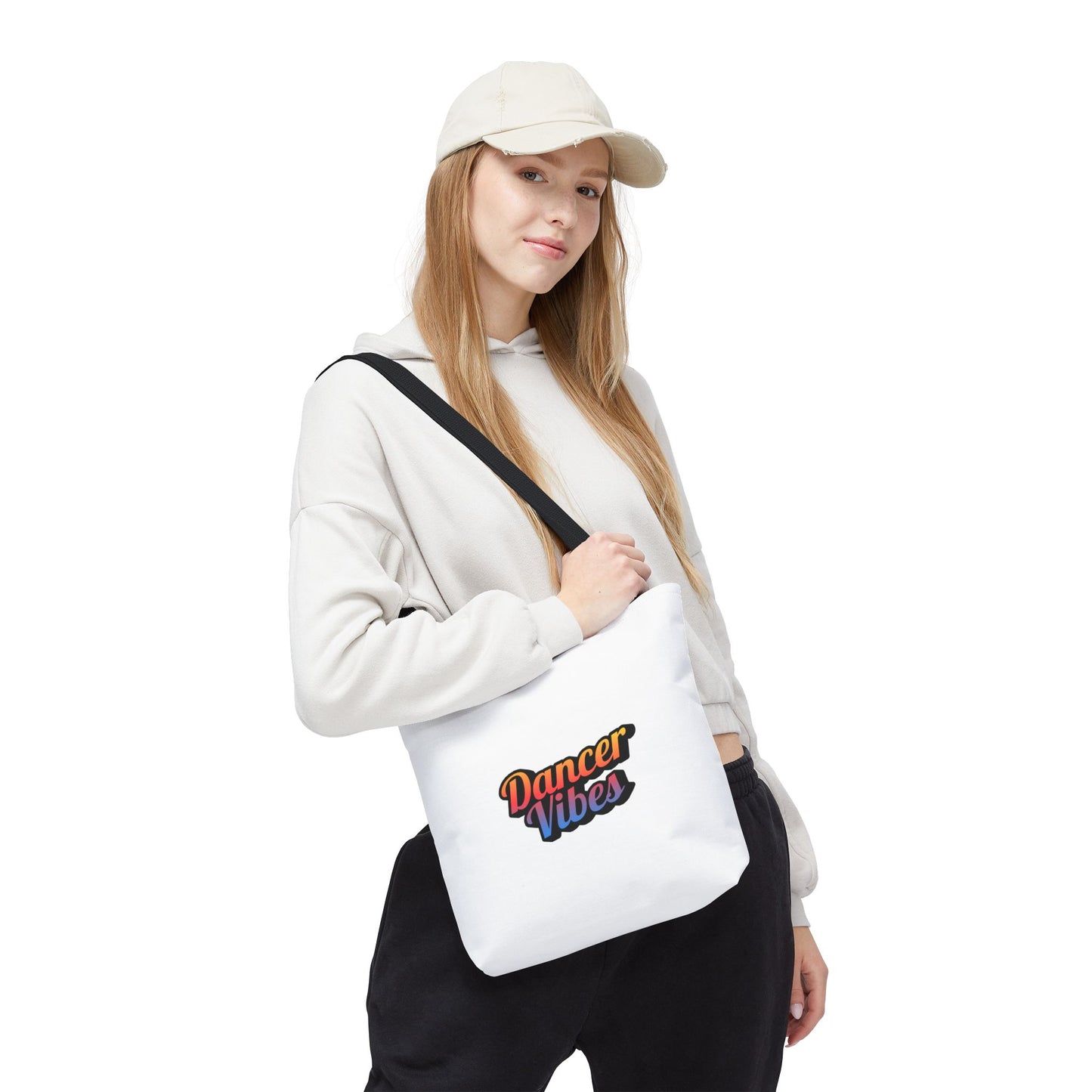 "Dancer Vibes" Canvas Tote Bag – Bold Dance-Themed Text Graphic Bag for Dancers, Students & Everyday Use