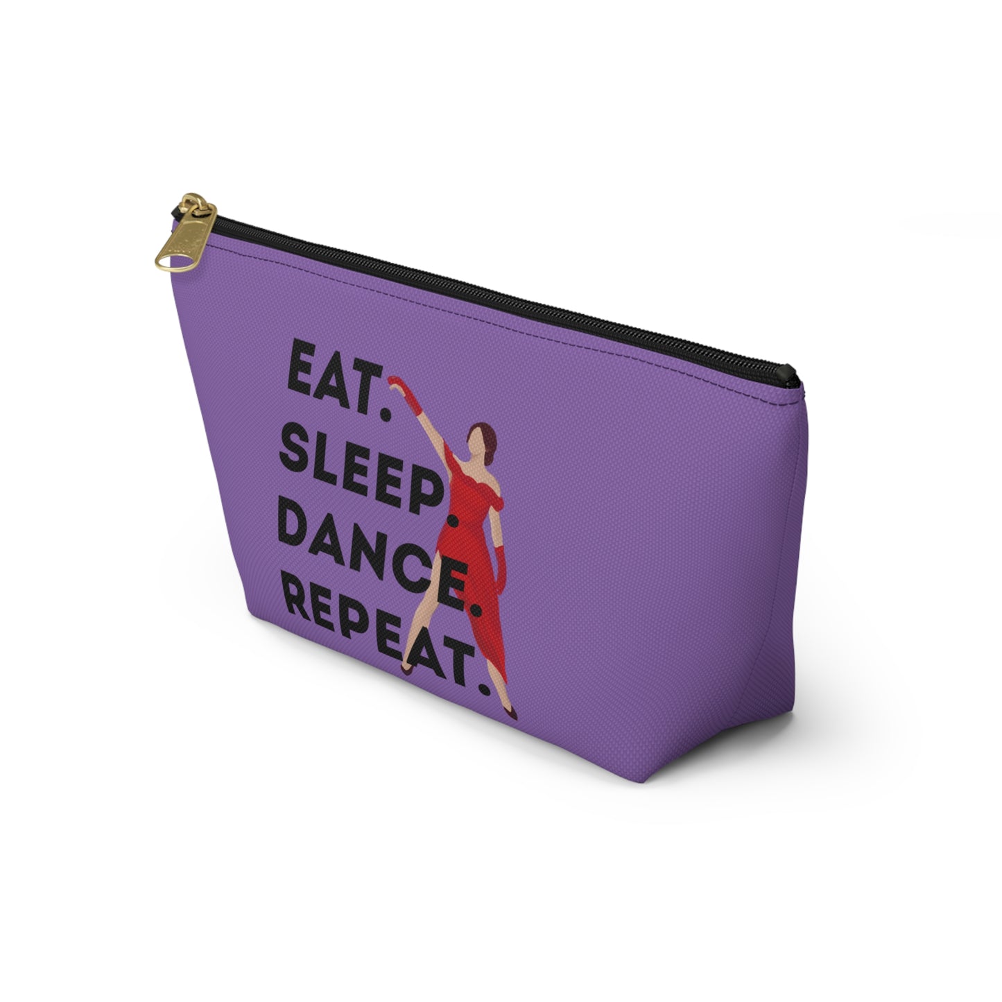 “Eat Sleep Dance Repeat” Makeup Bag – Bold Dancer Graphic – Dance-Themed Zipper Pouch for Cosmetics, Accessories & Travel Essentials