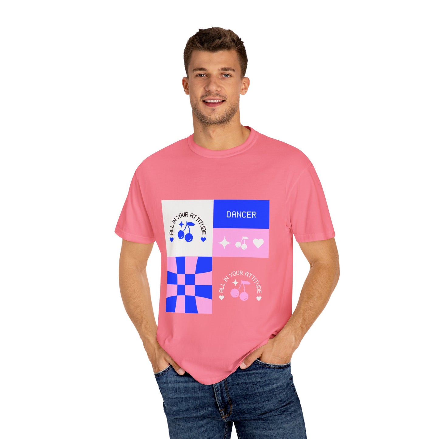 "Dancer, All in Your Attitude" Unisex Garment-Dyed T-Shirt – Bold Superhero-Style Graphic Tee – Empowering Dance Shirt for Performers