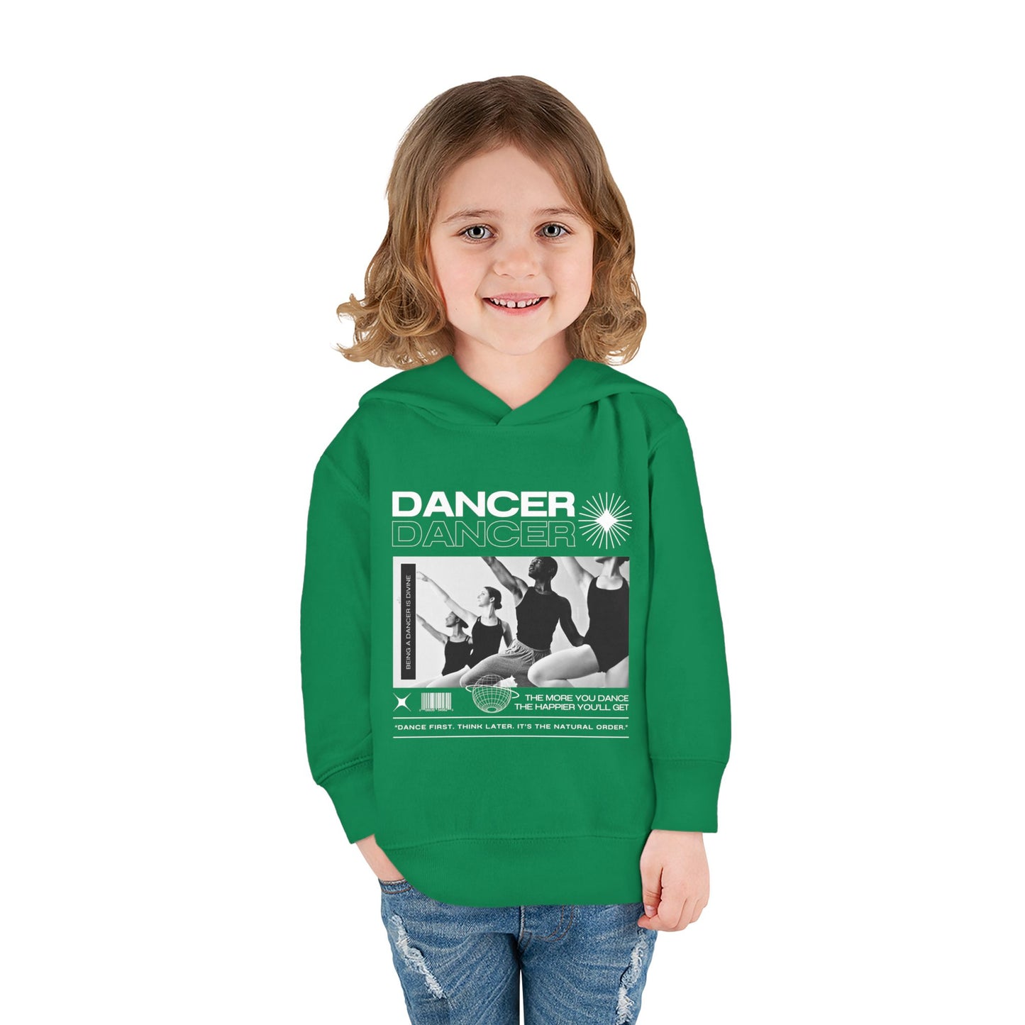 “Dancer” Toddler Pullover Hoodie – Streetwear-Inspired Ballet Barre Graphic Sweatshirt for Kids