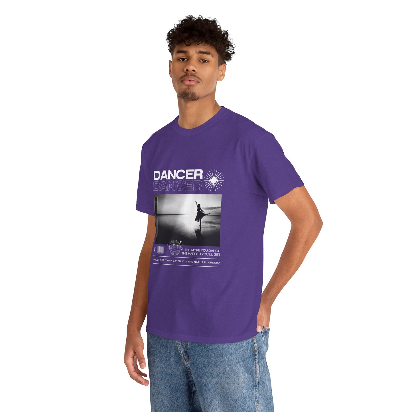 "Dancer" Arabesque Beach Scene Unisex Heavy Cotton Tee – Streetwear-Inspired Ballet Dance Graphic T-Shirt