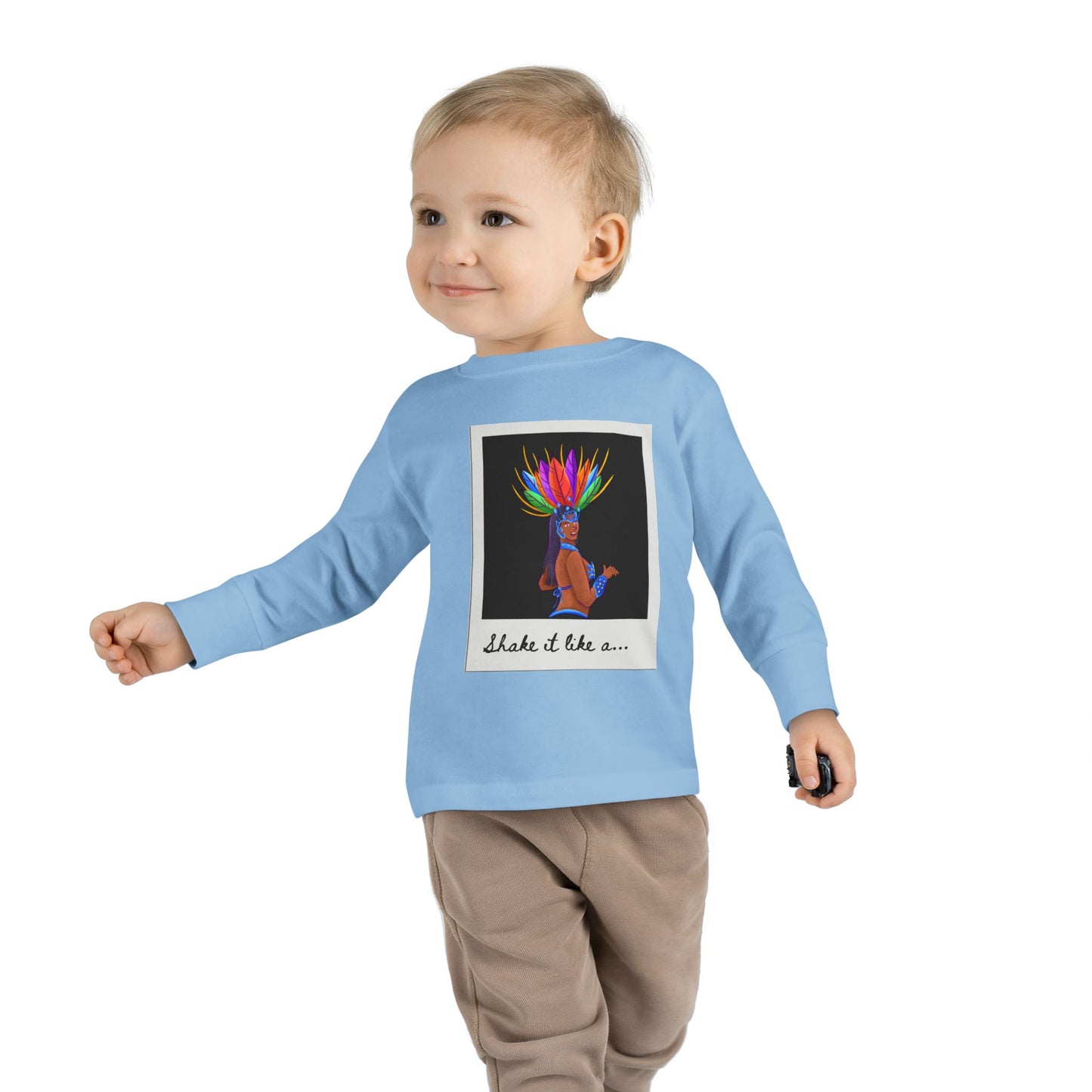 "Shake It Like a…” Toddler Long Sleeve Tee – Samba Dancer Graphic Shirt for Kids