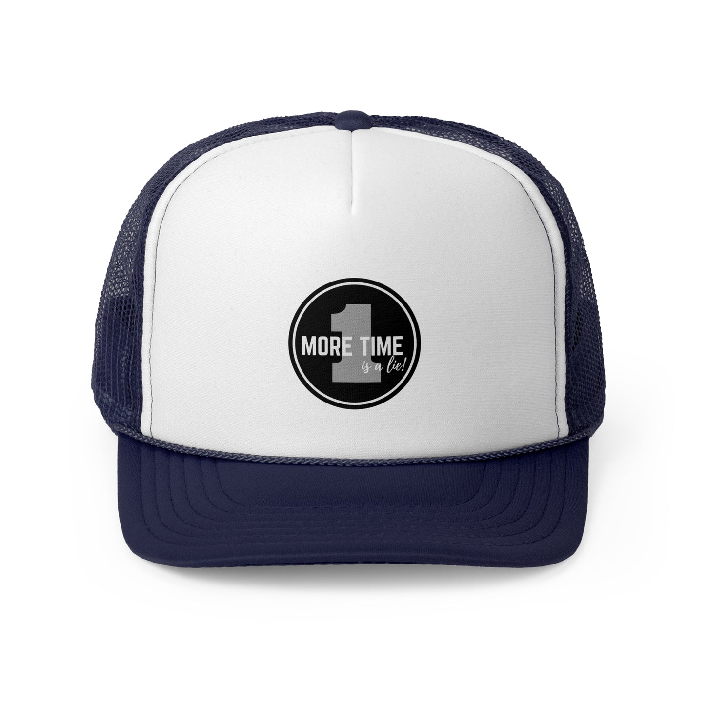 "One More Time is a Lie" Dance Quote Unisex Trucker Hat – Emblem Graphic Cap for Dancers & Dance Moms – Funny Dance Rehearsal Hat