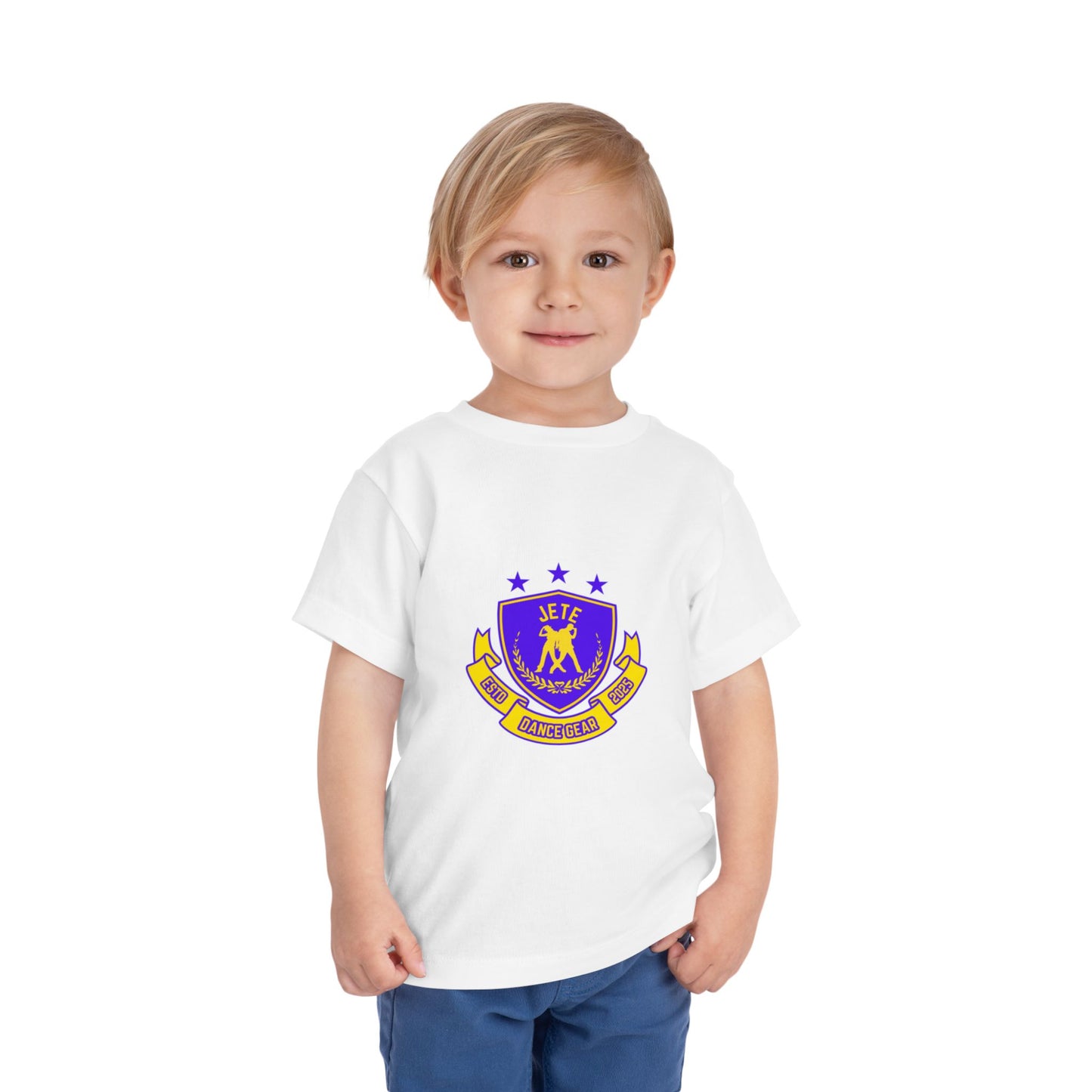 "Jeté Dance Gear" Toddler Dance T-Shirt – Collegiate-Inspired Dancer Graphic Short Sleeve Tee for Kids