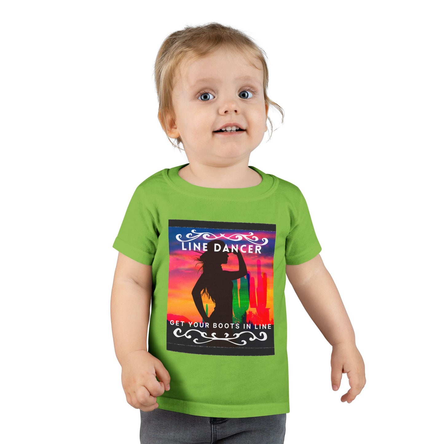 "Line Dancer – Get Your Boots in Line" Toddler Dance T-Shirt – Western-Inspired Short Sleeve Tee for Kids