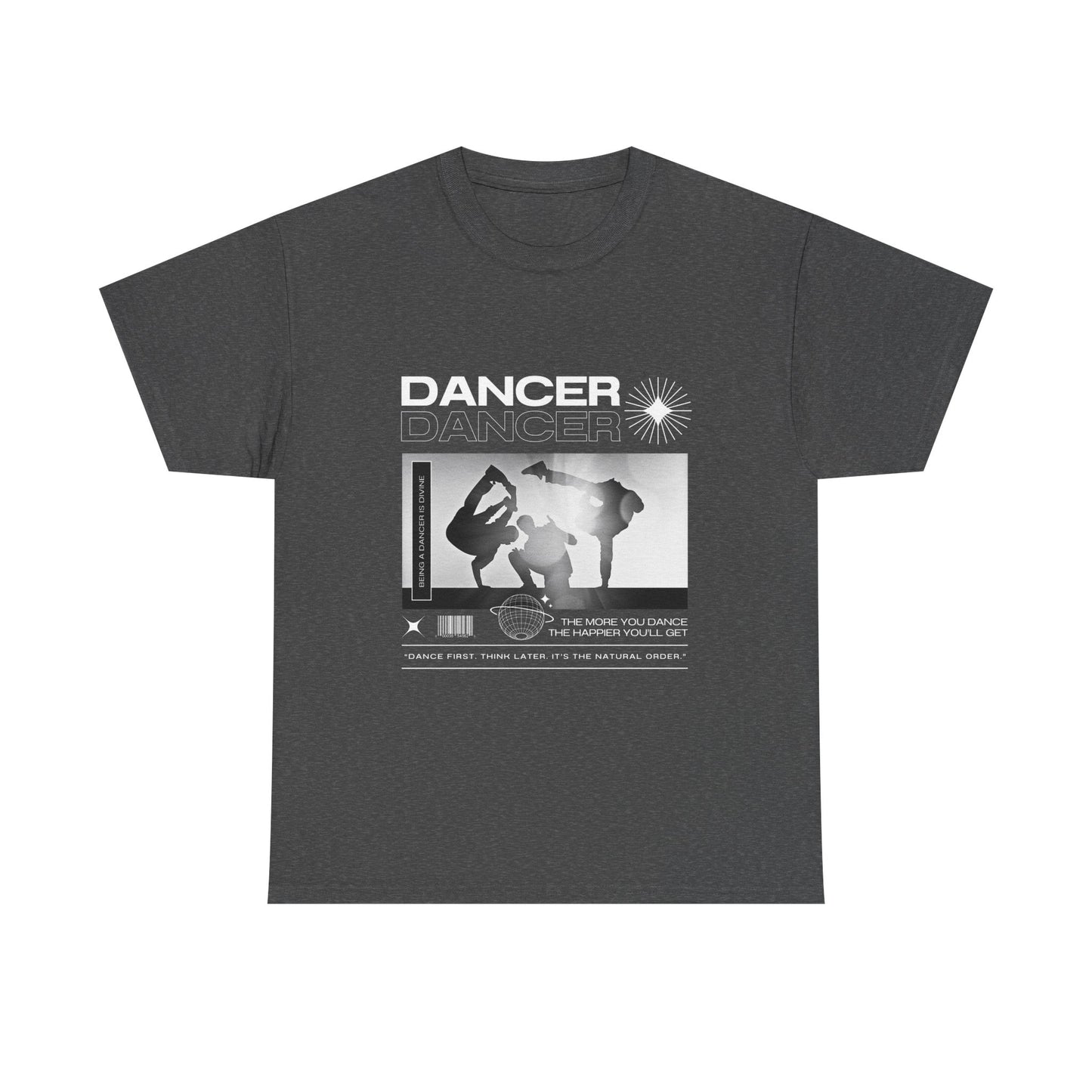 “Dancer” Graphic with Breakdancer Streetwear-Inspired Design | Hip-Hop Dance T-Shirt for Men & Women | Unisex Heavy Cotton Tee