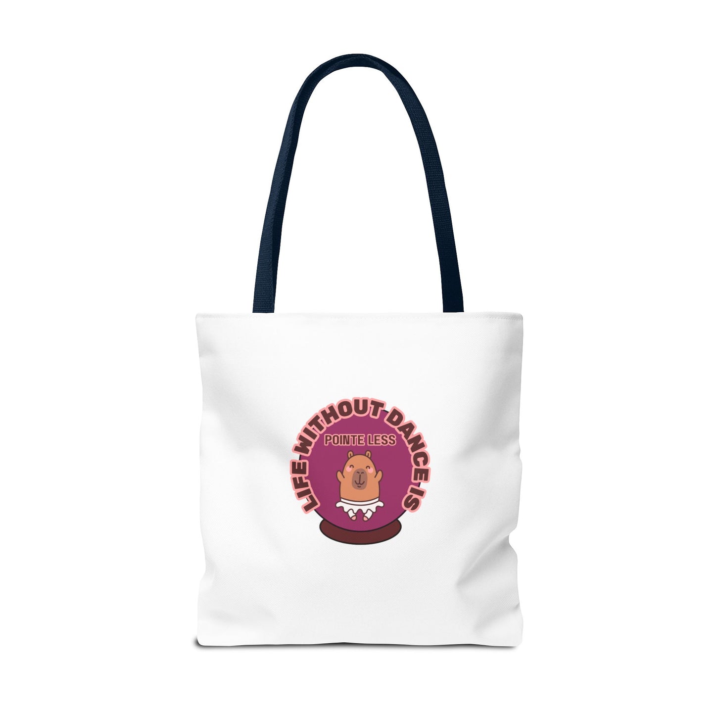 "Life Without Dance Is Pointeless" Capybara Canvas Tote Bag – Funny Dance Pun Tote for Dancers & Animal Lovers