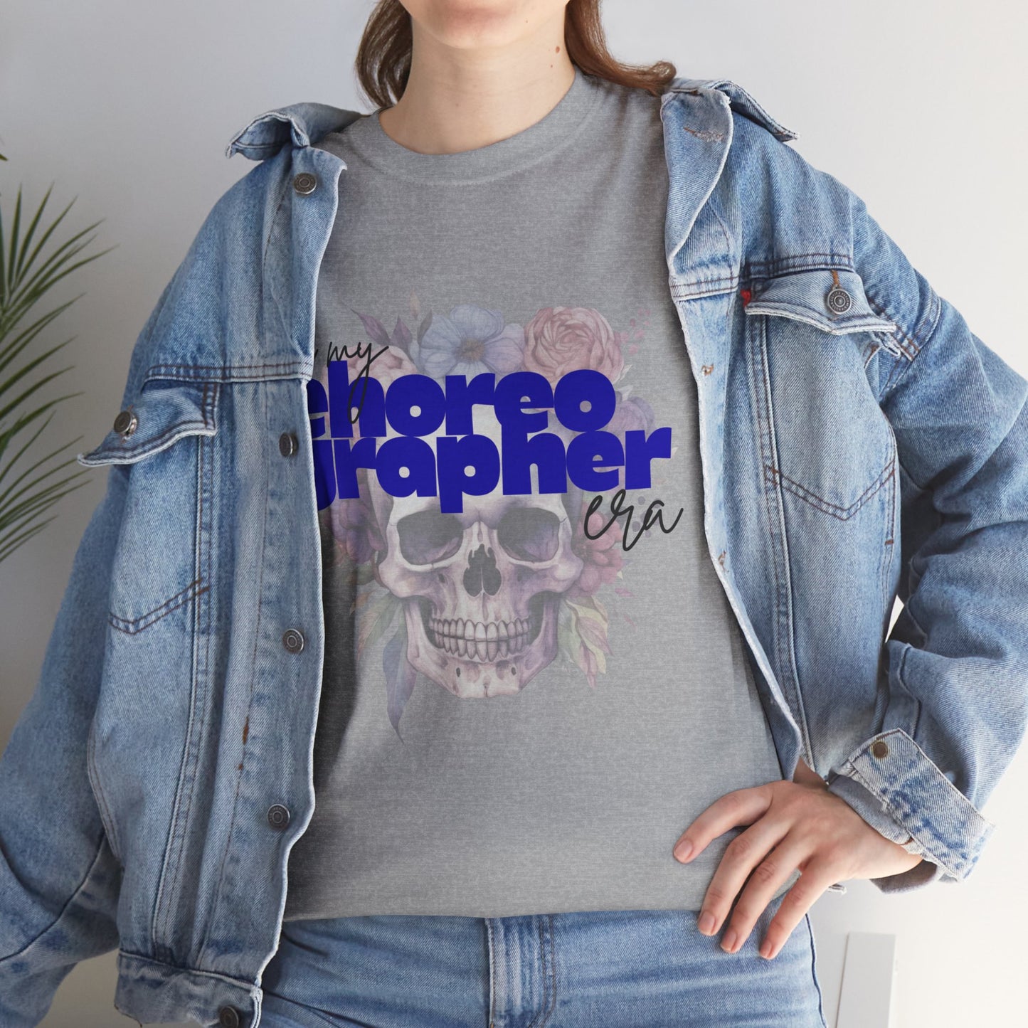 "In My Choreographer Era" Skull Floral Tee – Unisex Heavy Cotton Dance T-Shirt with Cool Gothic Graphic