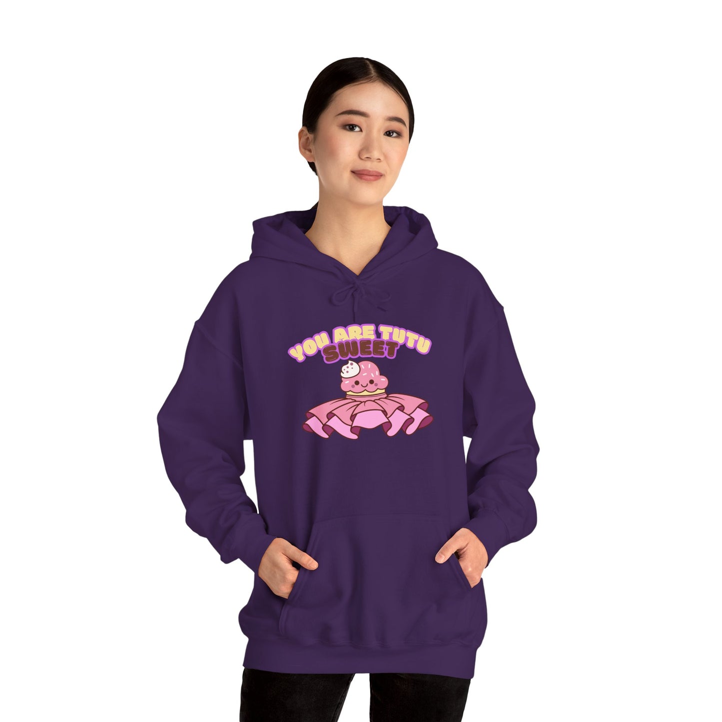 "You Are Tutu Sweet" Unisex Heavy Blend Hooded Sweatshirt – Kawaii Cupcake in Tutu Dance Graphic Hoodie for Adults and Teens