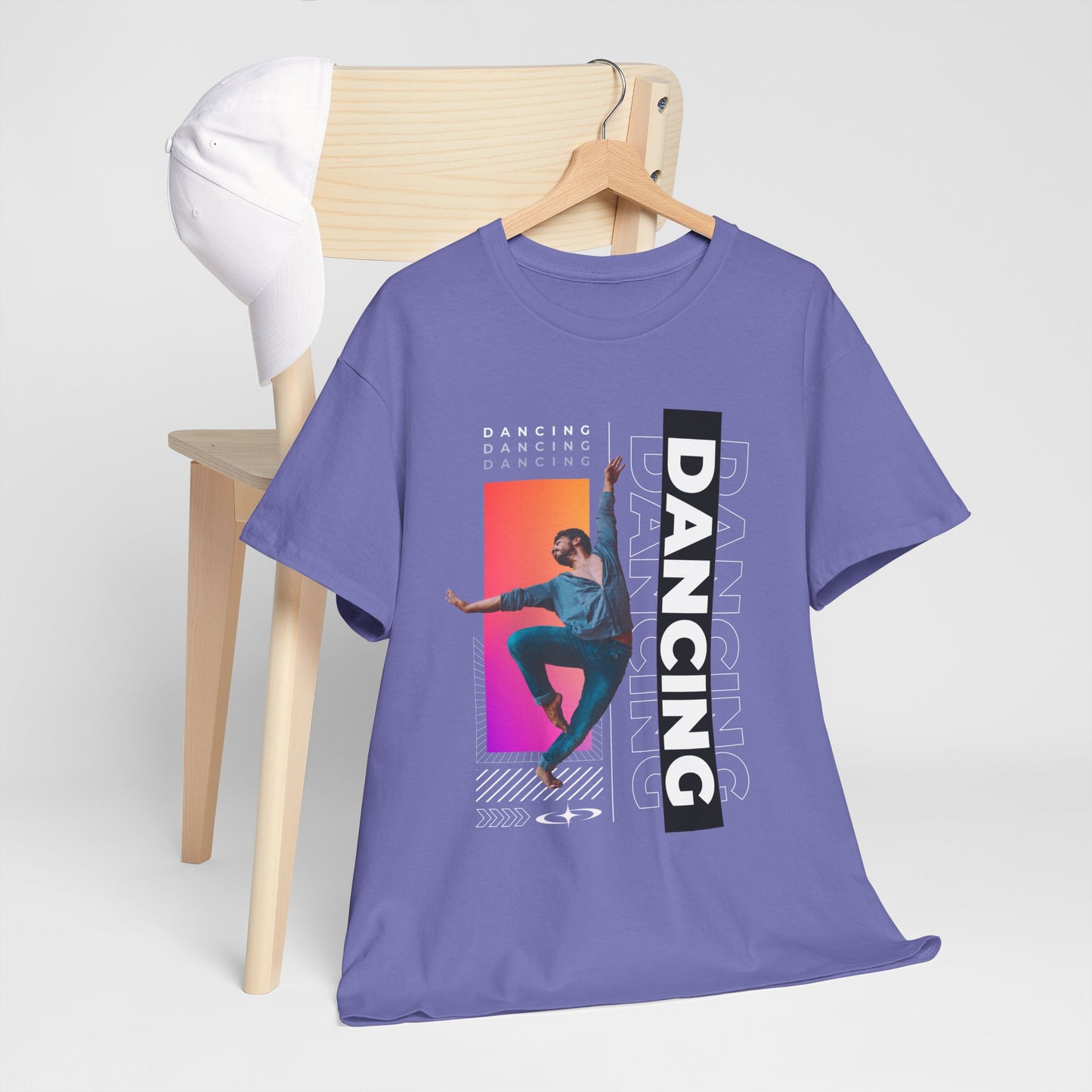 “Dancing” Streetwear-Inspired Male Dancer Unisex Heavy Cotton Tee – Urban Dance Graphic T-Shirt for Performers and Dance Lovers