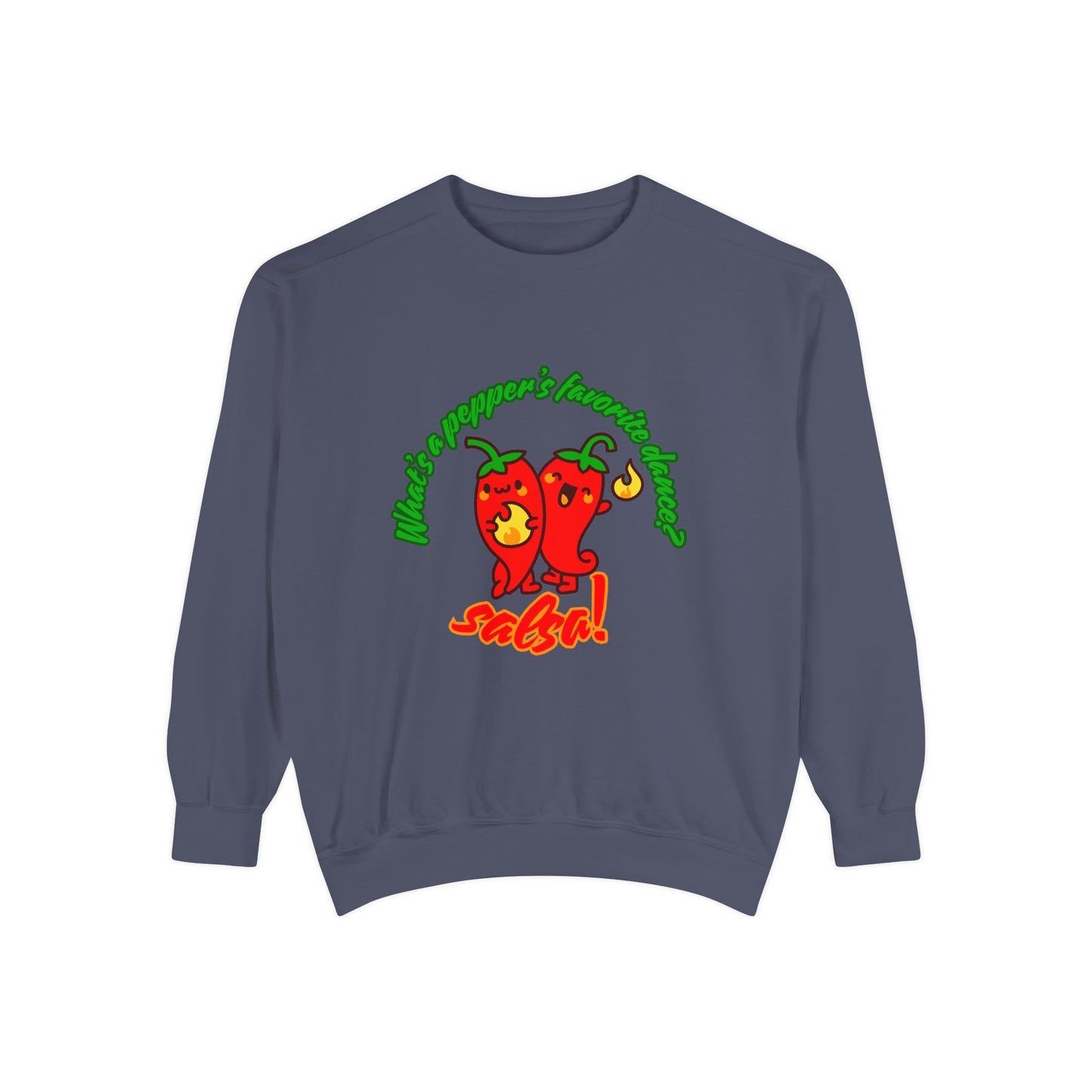 "What's a Pepper's Favorite Dance? Salsa!" Unisex Lightweight Crewneck Sweatshirt – Fun Dance Pun Pullover with Cute Pepper Graphic for Dancers & Food Lovers