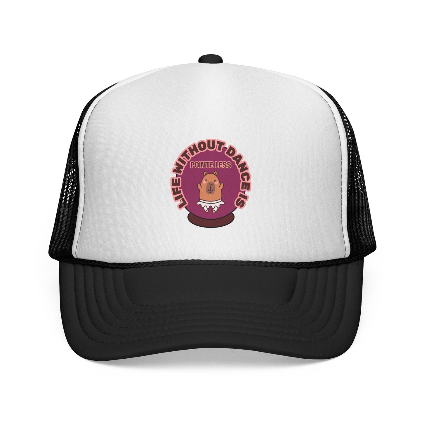"Life Without Dance is Pointeless" Trucker Hat – Cute Dancing Capybara Graphic, Funny Unisex Dance Hat